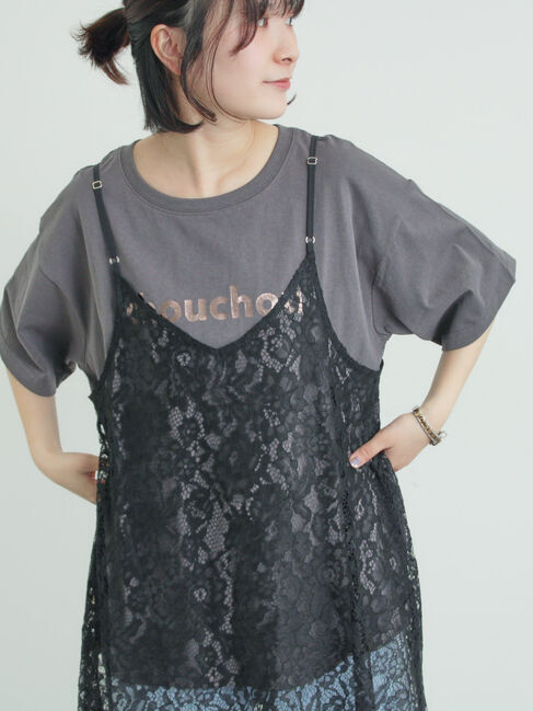 Samansa Mos2「前後2WAYレースキャミソール」|シャツ・ブラウス|ブラック