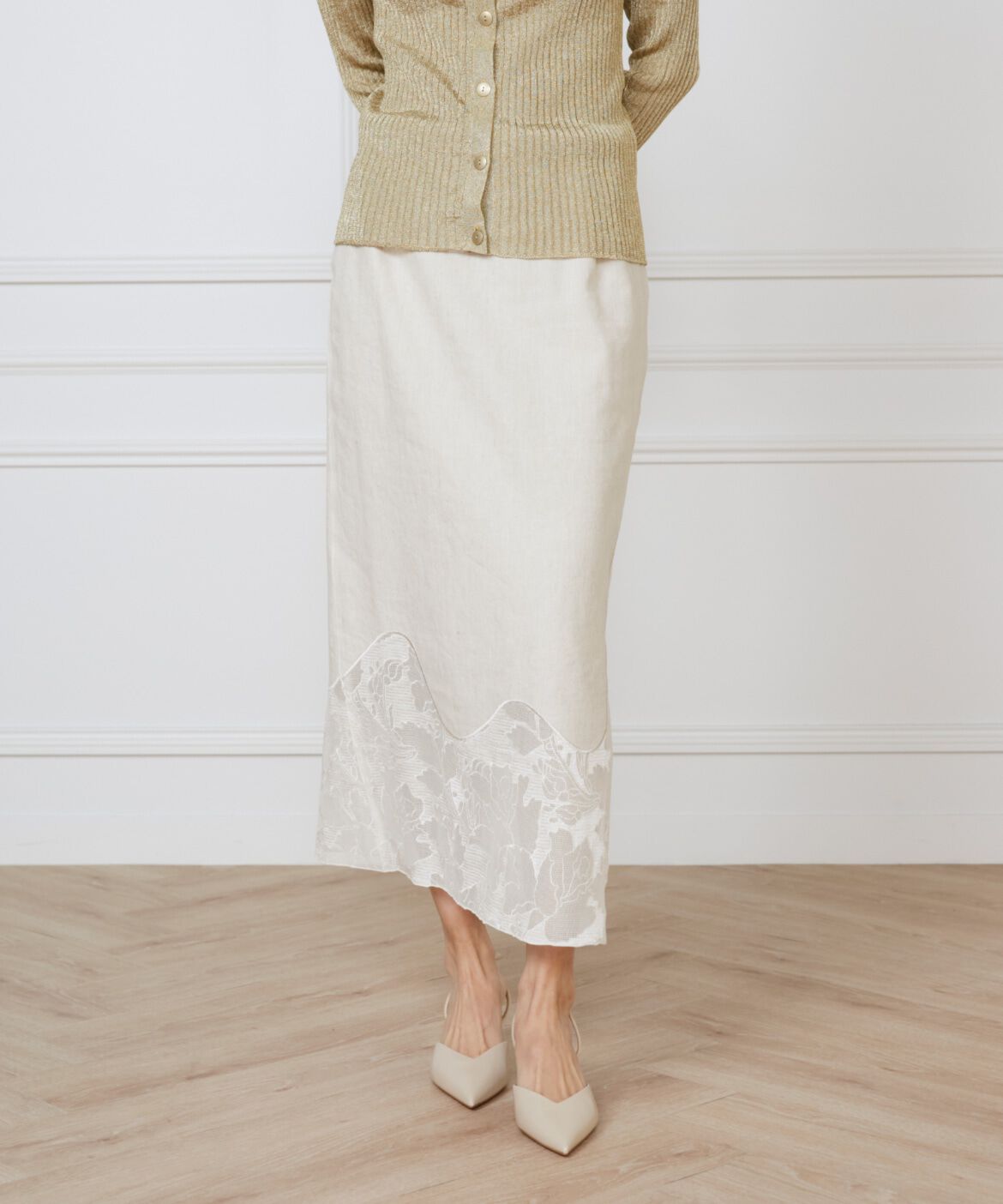INED「裾レーススカート《la veille by SUPERIOR CLOSET》」|タイト|ベージュ2