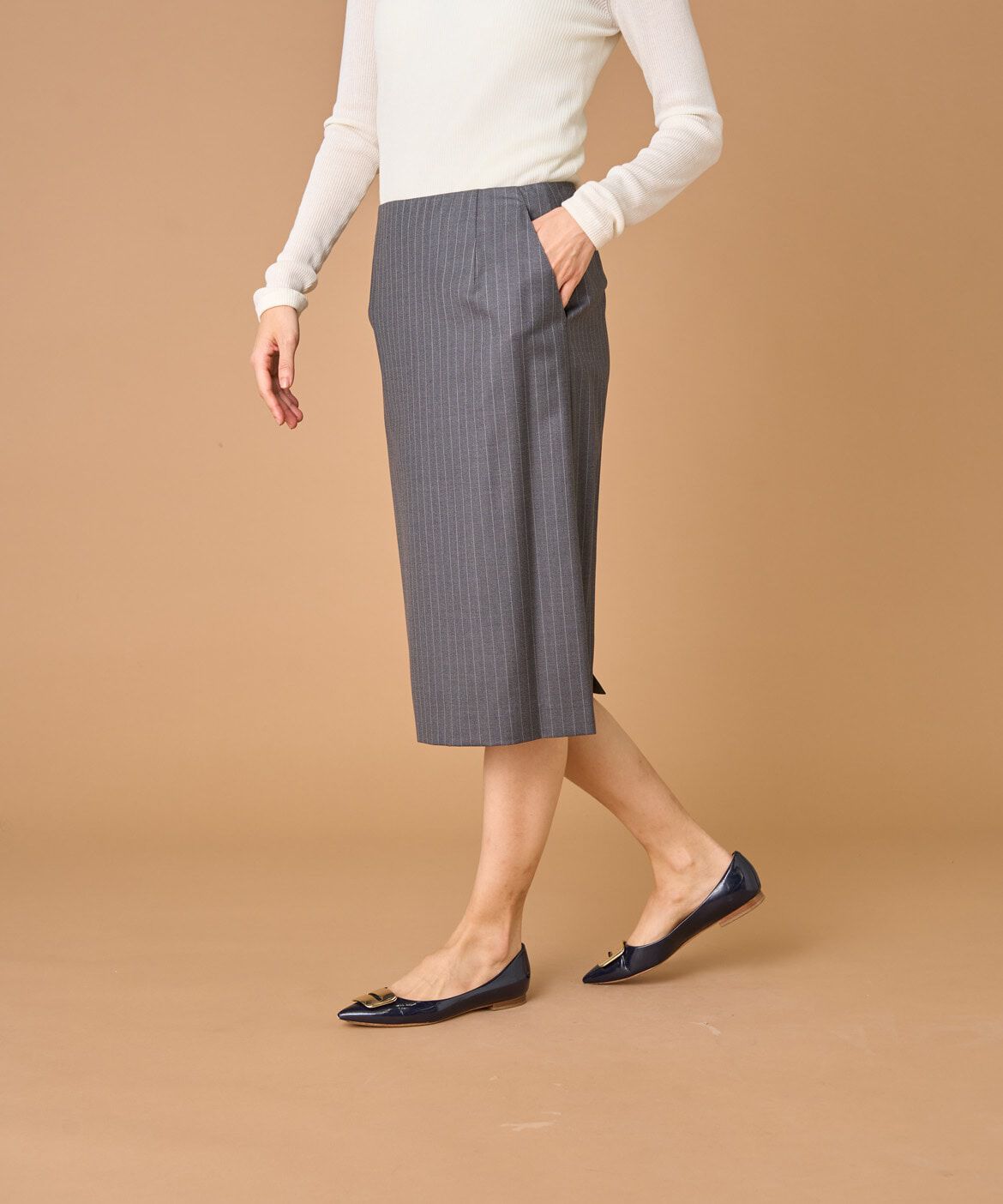 INED「シルクウールタイトスカート《Loro Piana》」|タイト|