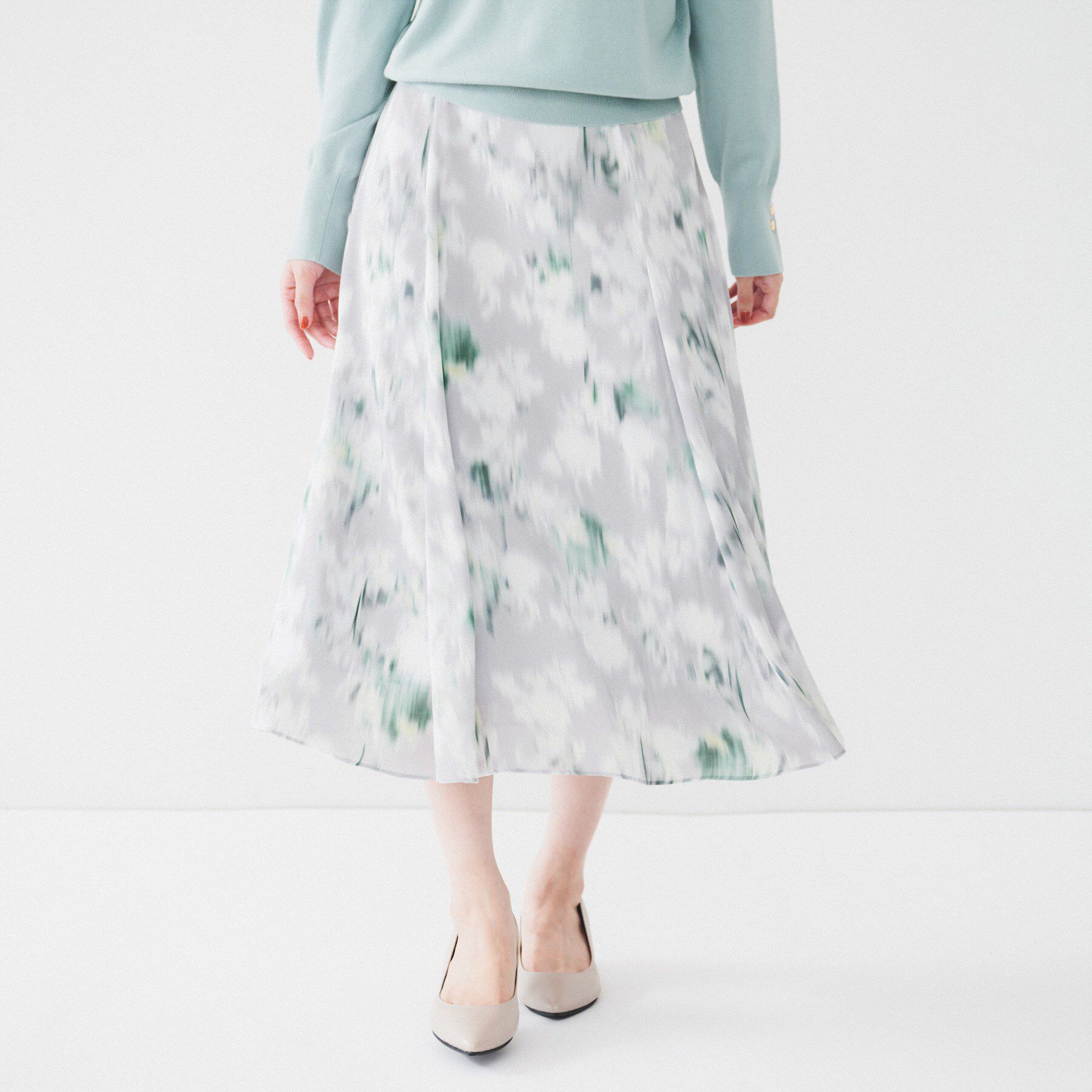 UNTITLED「【後ろウエストゴム/花柄】ぼかしフラワー プリントスカート」|スカート|