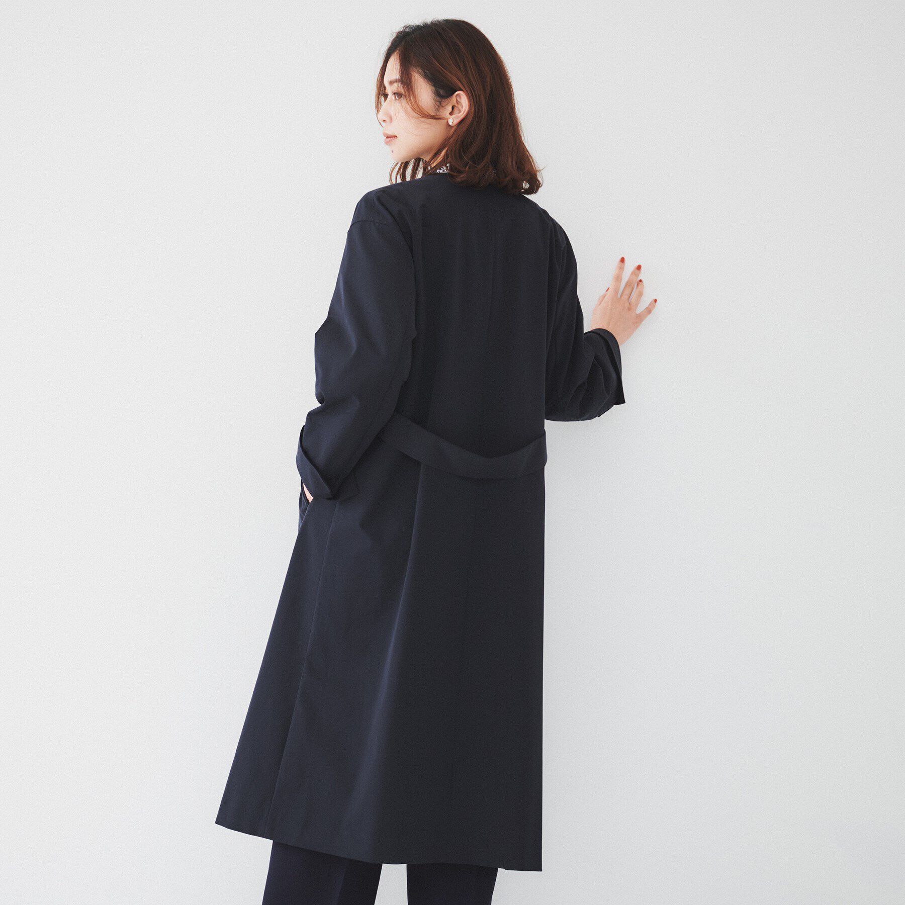 UNTITLED「【撥水】コットンライク ストレッチコート」|ノーカラーコート|