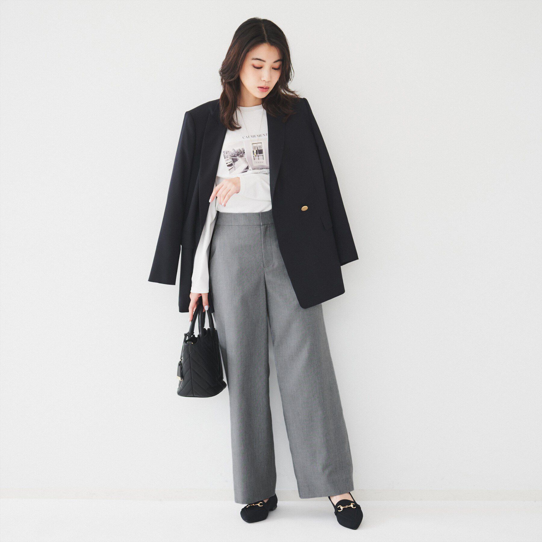 UNTITLED「【後ろウエストゴム/洗える】梳毛調ソフトワイドパンツ」|その他|