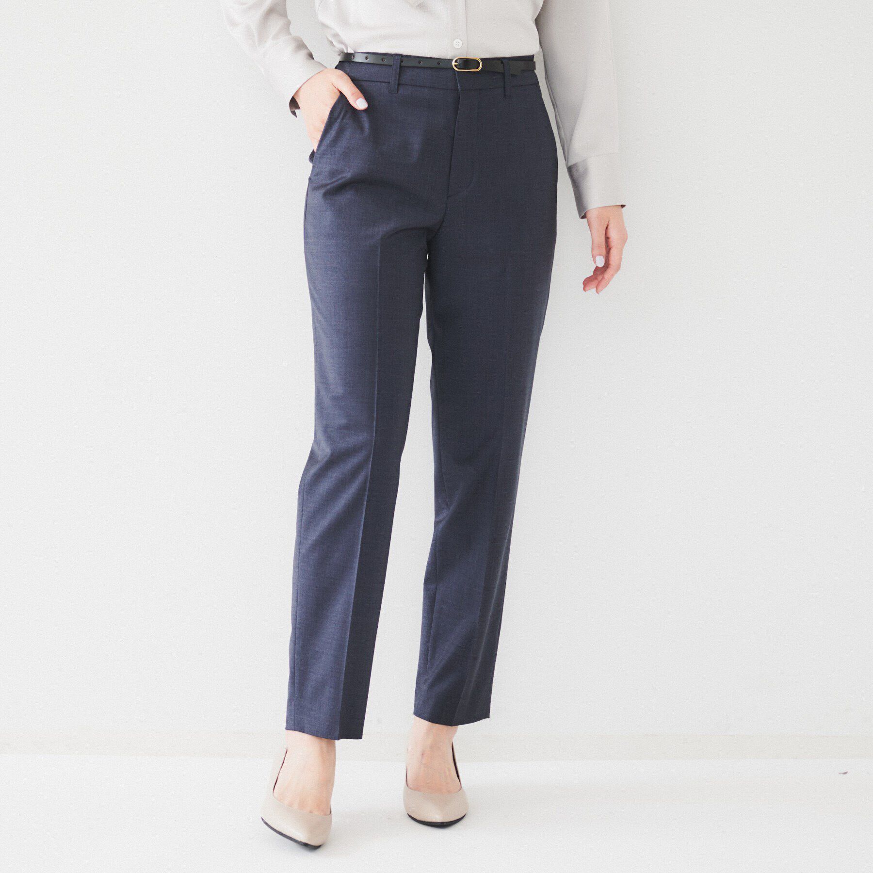 UNTITLED「【通勤スーツ】ウーステッド テーパードパンツ」|その他|ブルー(093)