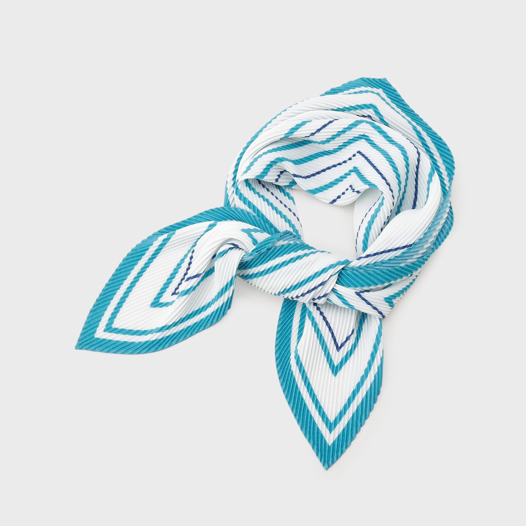 UNTITLED「ジオメトリックプリーツスカーフ」|バンダナ・スカーフ|ブルー(593)