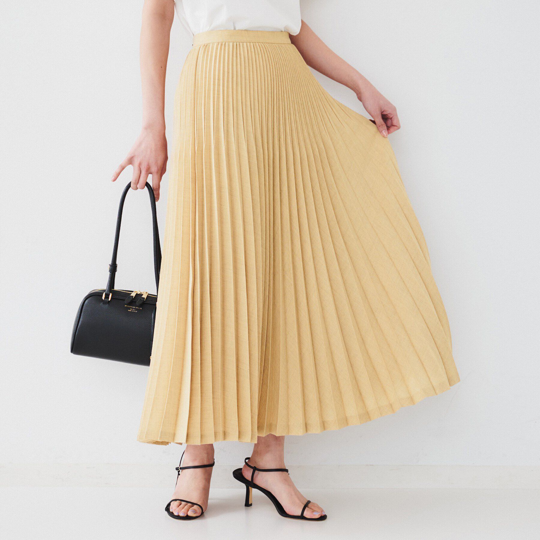 UNTITLED「【セットアップ可能】セミフレアプリーツスカート」|スカート|イエロー(032)
