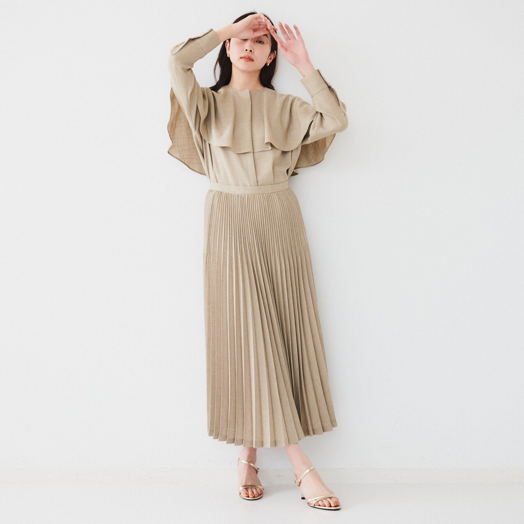 UNTITLED「【セットアップ可能】ケープカラーブラウス」|シャツ・ブラウス|