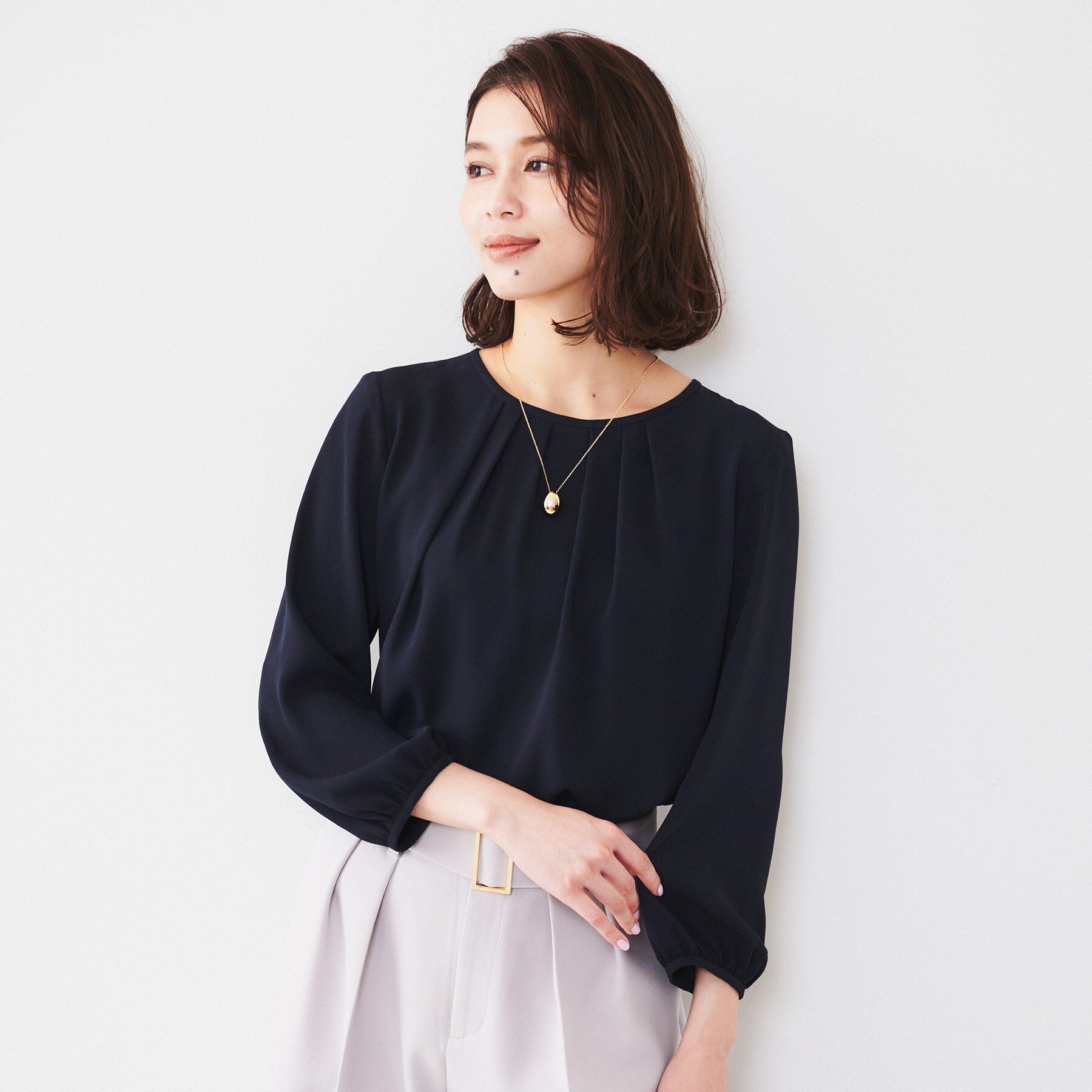 UNTITLED「【通勤】ジョーゼット タックブラウス」|シャツ・ブラウス|