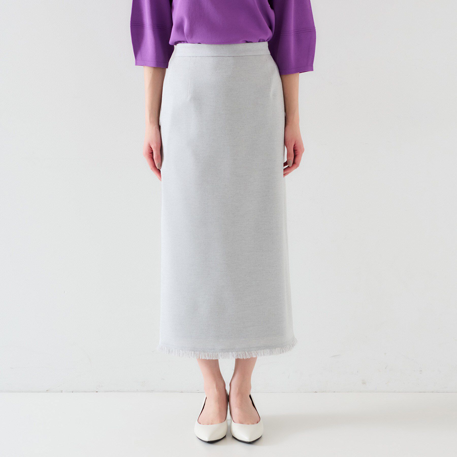 UNTITLED「【オンオフ/ストレッチ】裾フリンジナロースカート」|スカート|