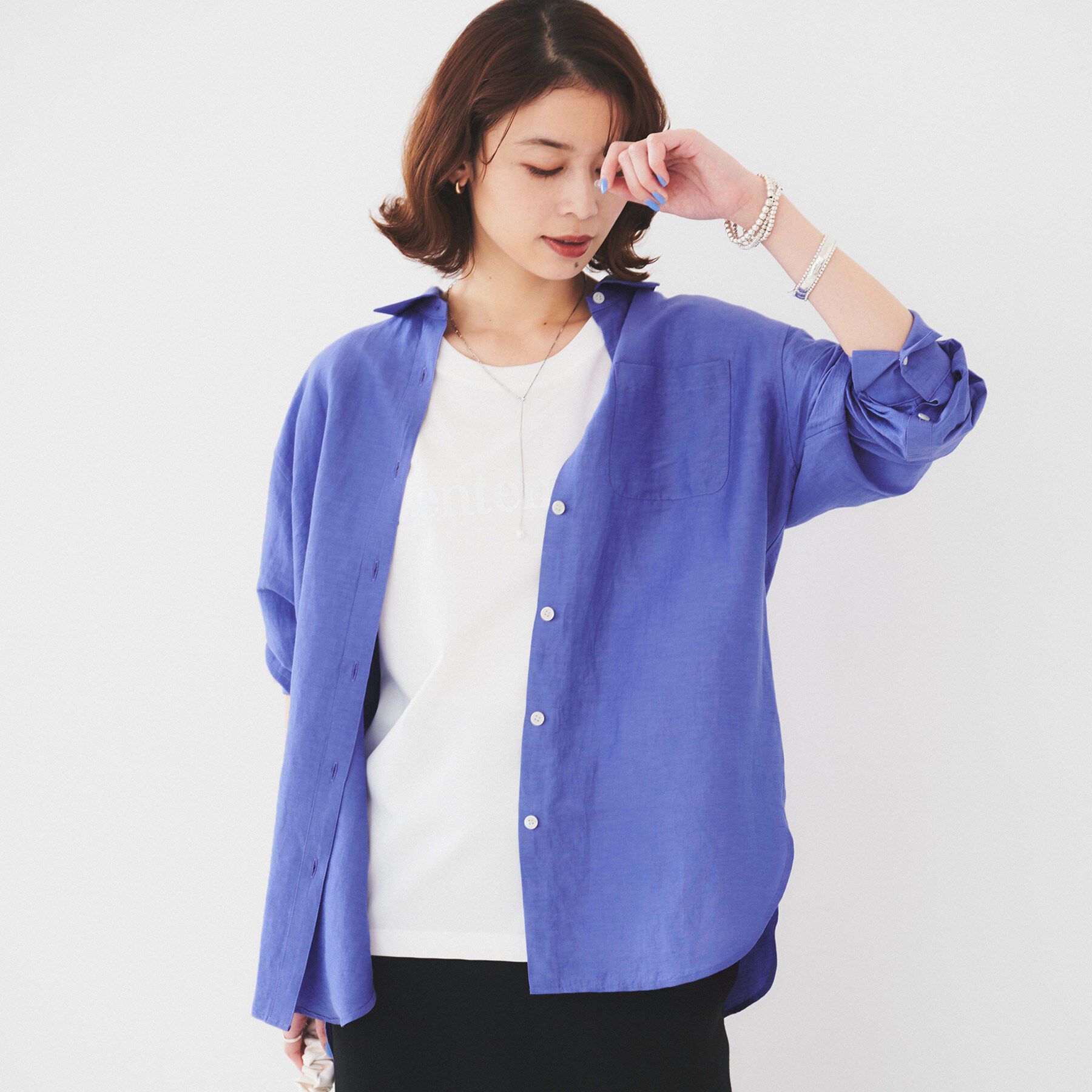 UNTITLED「【セットアップ可能/手洗い可】リネン混 ベーシックシャツ」|シャツ・ブラウス|