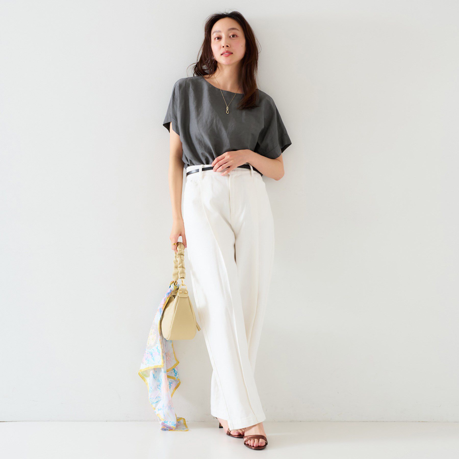 UNTITLED「【セットアップ可能/手洗い可】リネン混 ボートネックTブラウス」|シャツ・ブラウス|