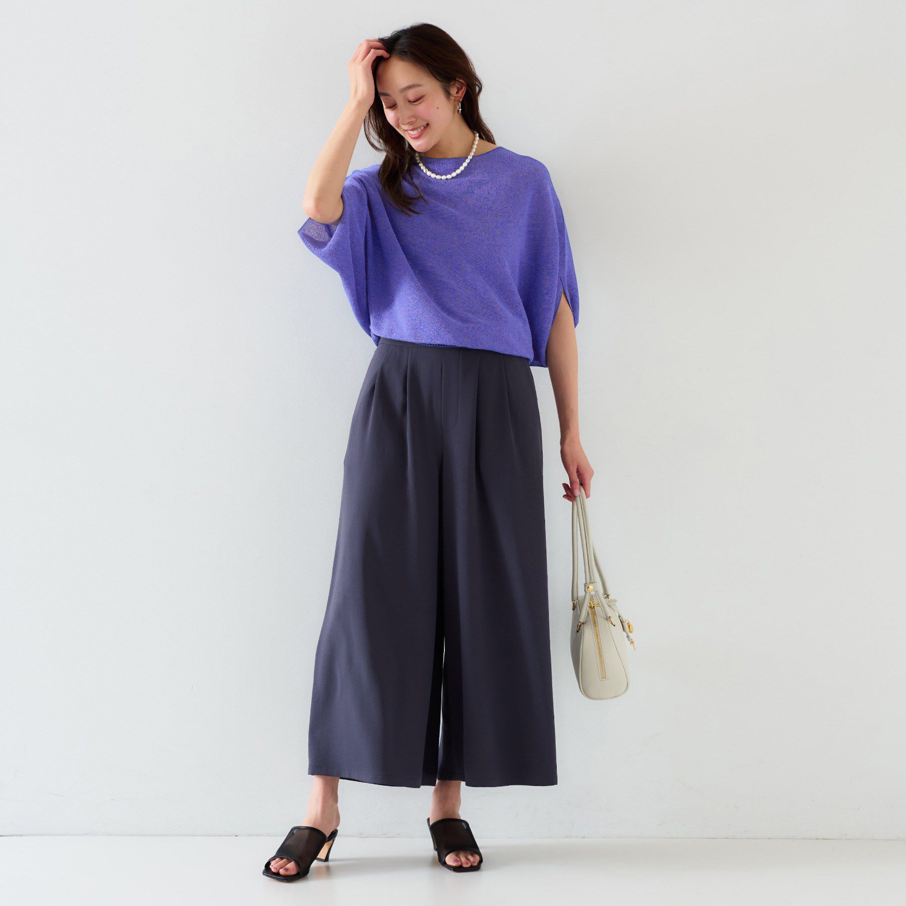 UNTITLED「【体型カバー/清涼感】ドルマンスリーブ プルオーバーニット」|ニット・セーター|