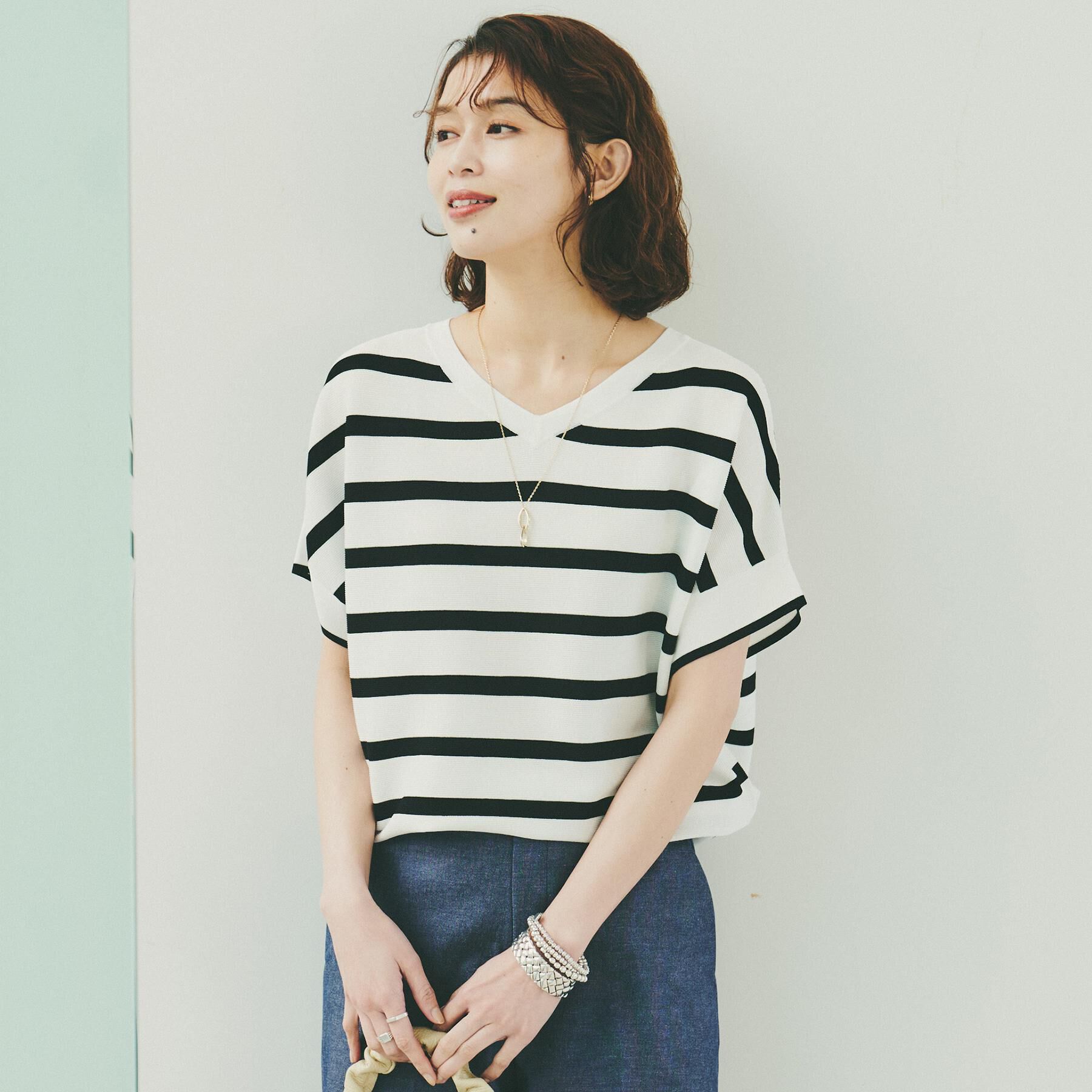 UNTITLED「【12色展開/体型カバー/2way】バウンドスリーブニット」|ニット・セーター|