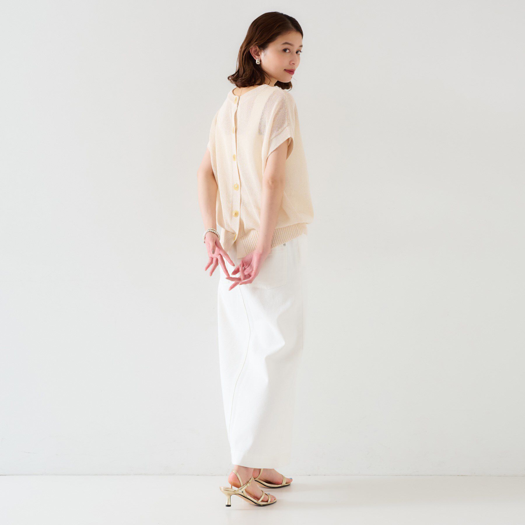 UNTITLED「【前後2WAY/清涼感】コクーンシルエット プルオーバーニット」|ニット・セーター|