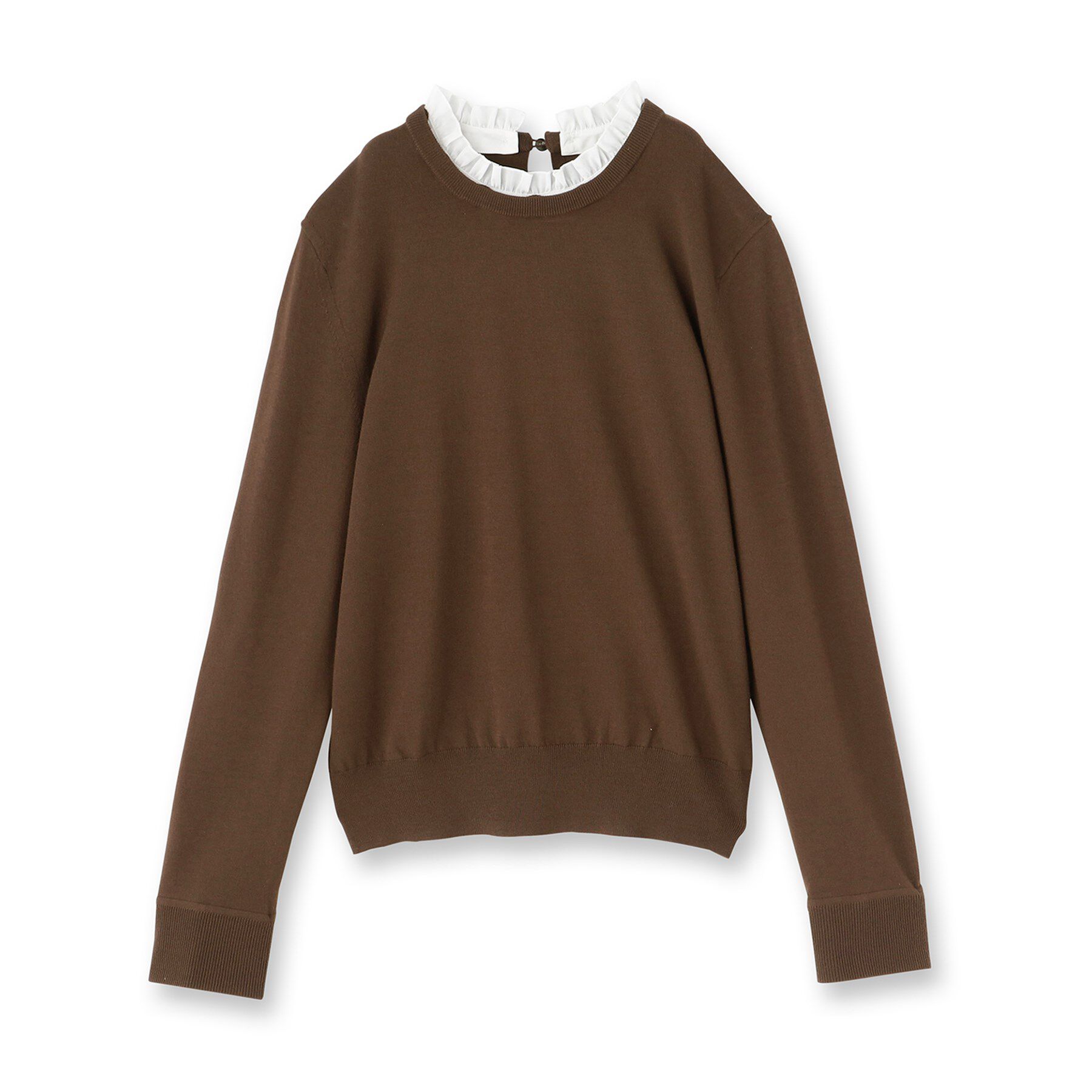 UNTITLED「【フリル取り外し可/きれいめエレガント】フリルシャツレイヤード風ニット」|ニット・セーター|