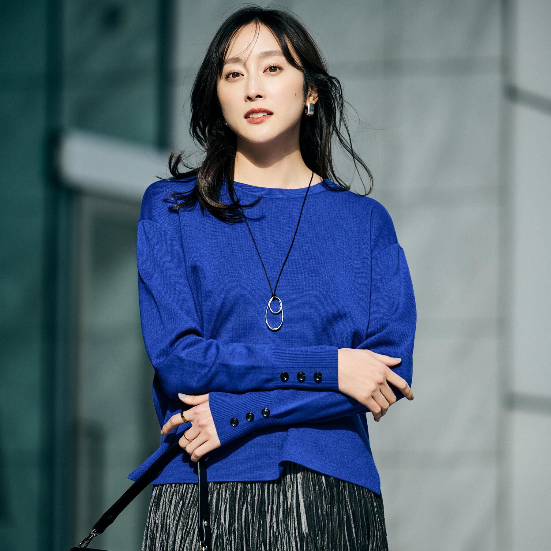 UNTITLED「【アンサンブル可/洗える】ウールミラノリブニット」|ニット・セーター|ブルー(093)