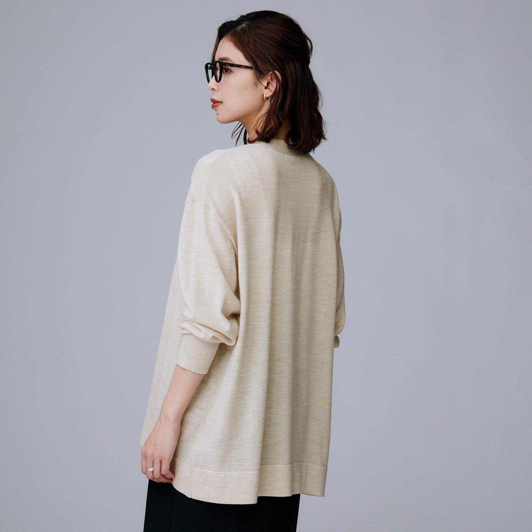 UNTITLED「【アンサンブル可/洗える/ボタンなし】シルクウールカシミヤ 着流しカーディガン」|カーディガン|