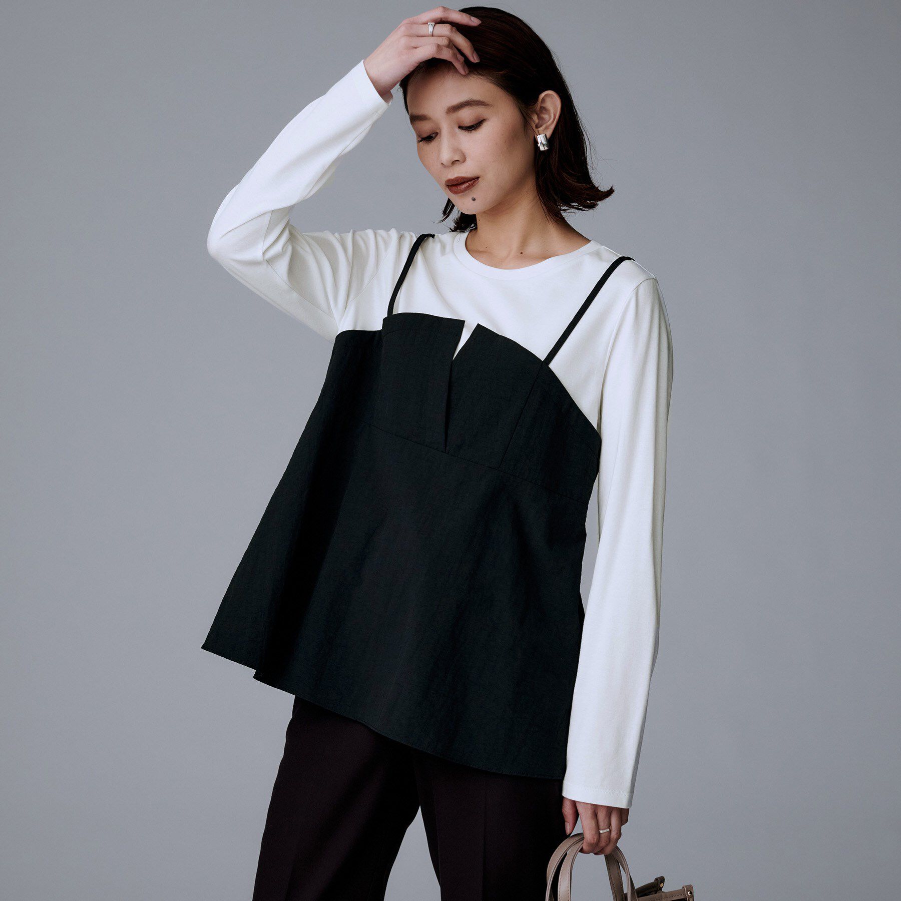 UNTITLED「【洗える/ゆったりシルエット】ビスチェドッキング　プルオーバー」|Tシャツ・カットソー|