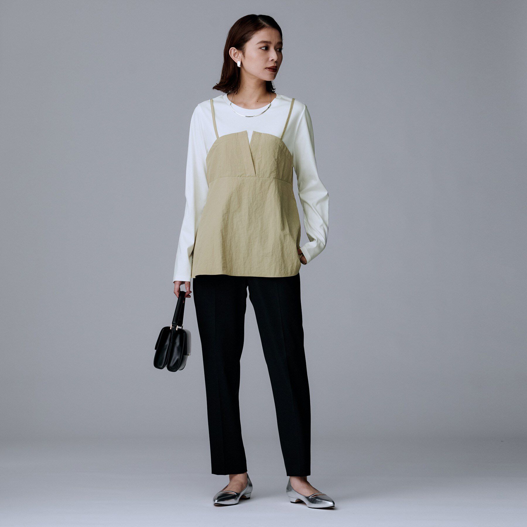 UNTITLED「【洗える/ゆったりシルエット】ビスチェドッキング　プルオーバー」|Tシャツ・カットソー|