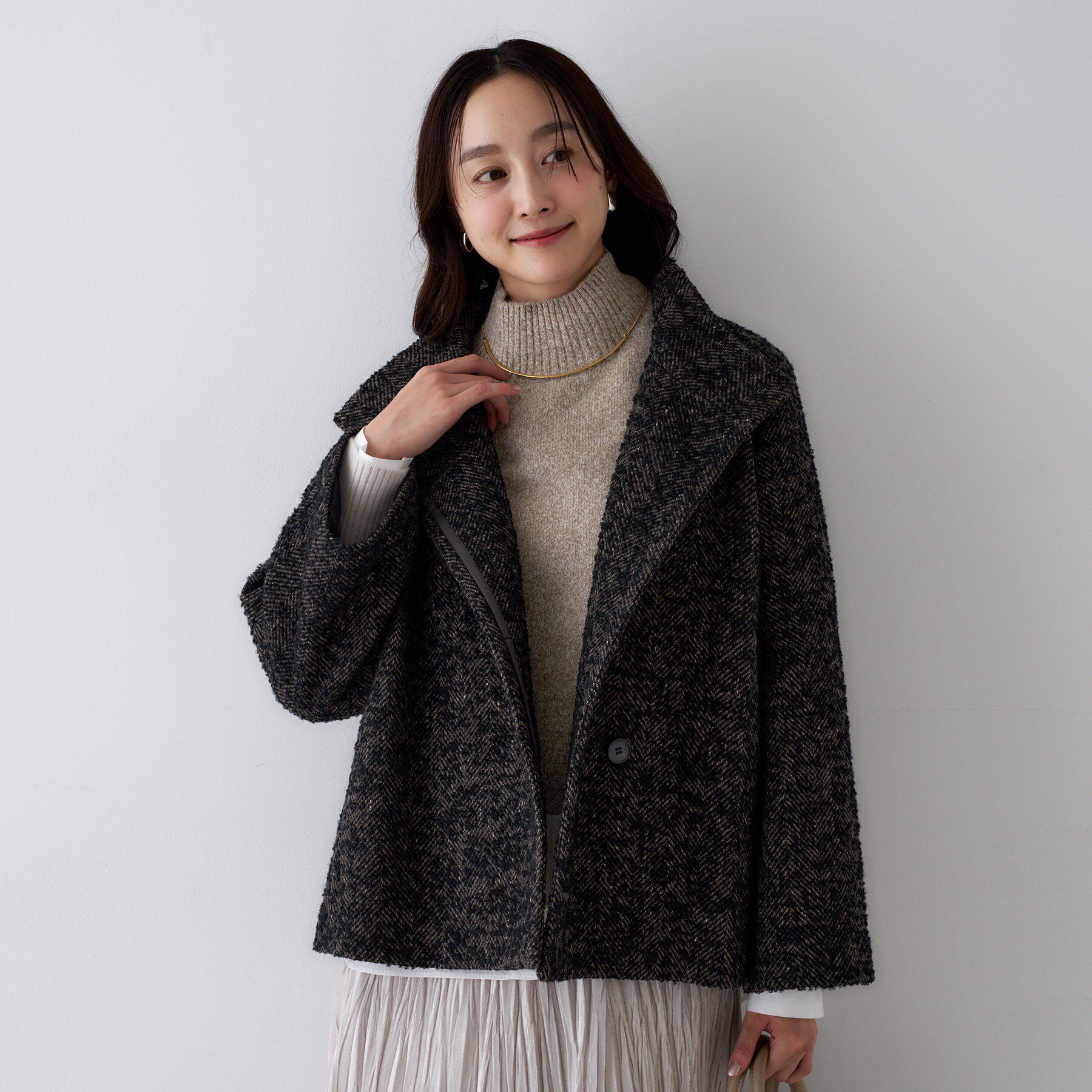 UNTITLED「【エレガント／ミディアウター】ミックスヘリンボンコート」|その他|