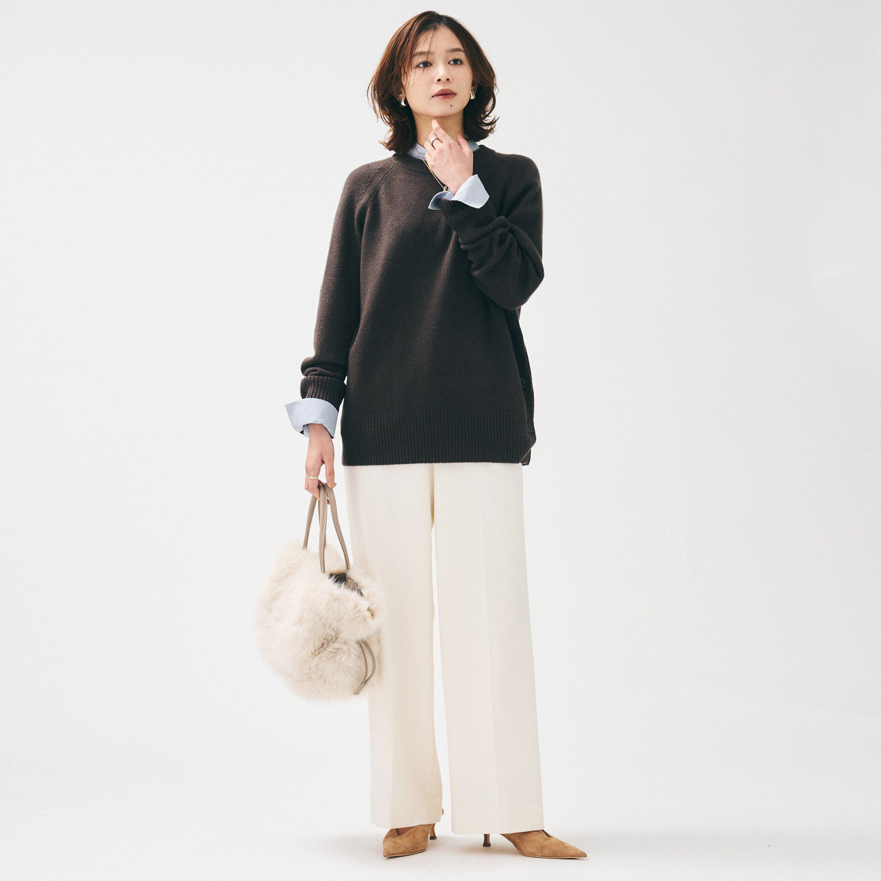 UNTITLED「【重ね着レイヤード/スーツブラウス】ファインブロードハイネックシャツ」|シャツ・ブラウス|