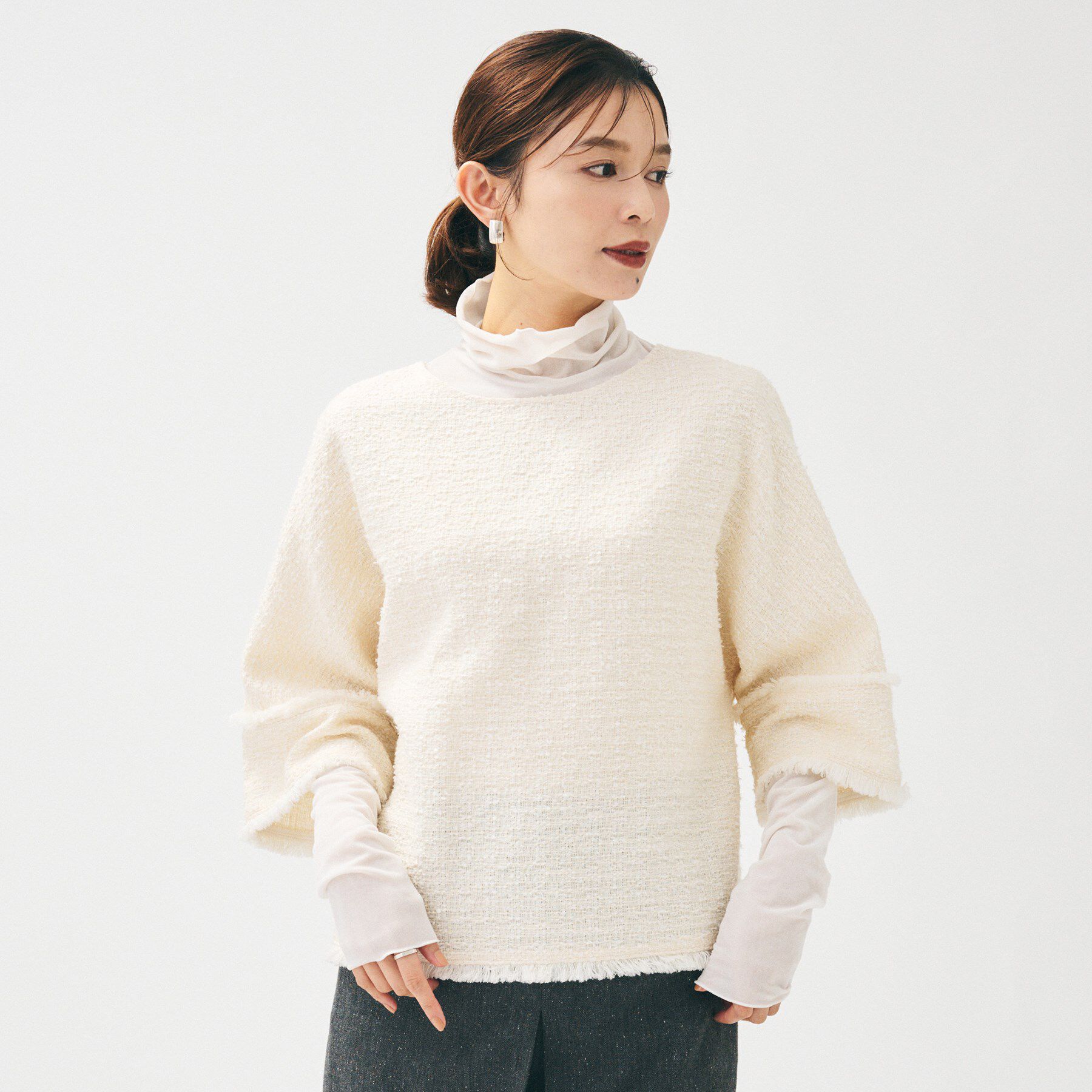 UNTITLED「【きれいめ／体型カバー】ツイードドルマントップス」|シャツ・ブラウス|