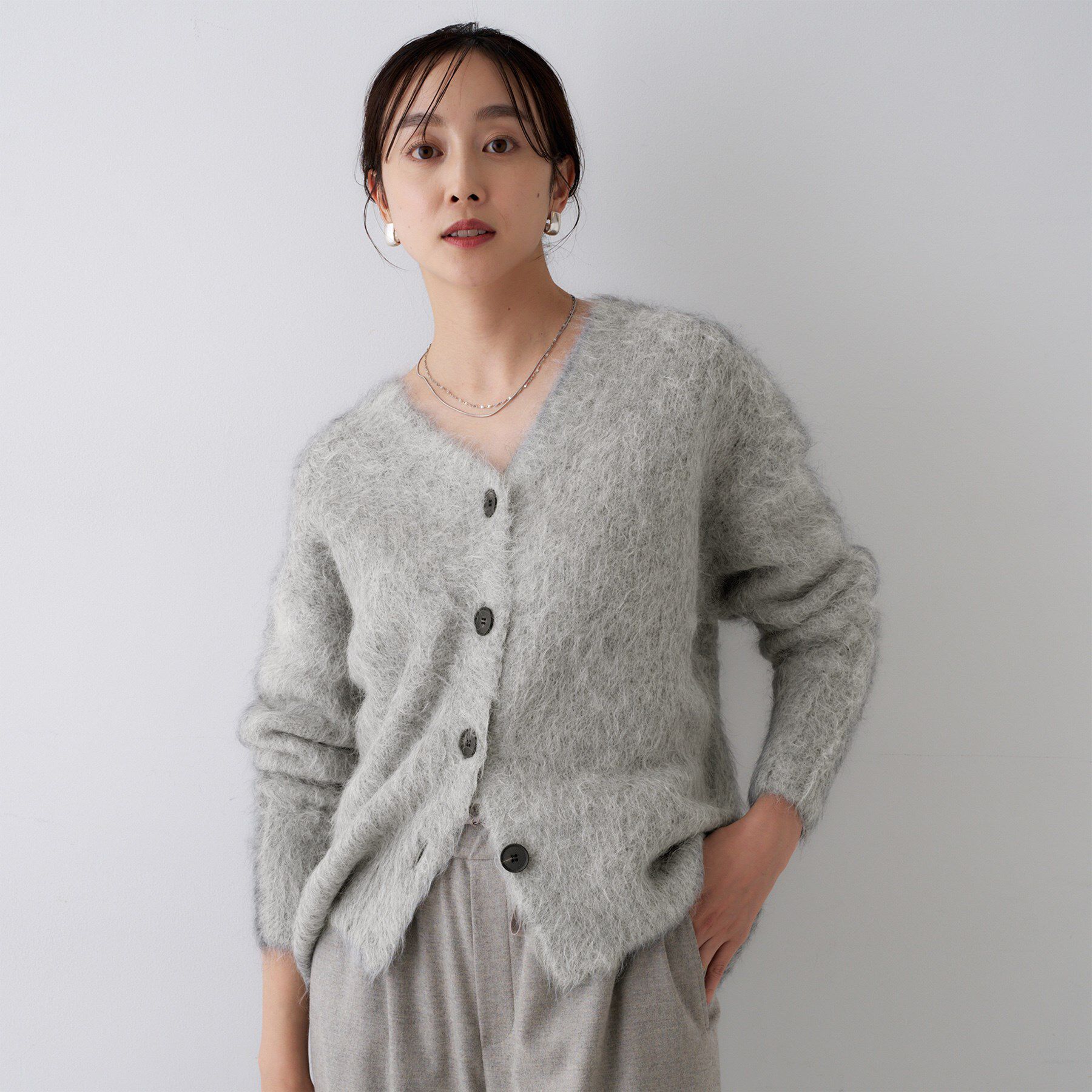 UNTITLED「【ゆったり】アルパカ混シャギー カーディガン」|カーディガン|