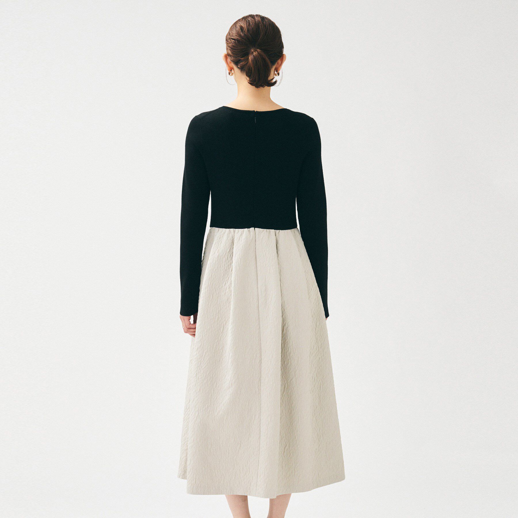 UNTITLED「【大人フェミニン/トレンド】ニット&times;ジャカード ドッキングワンピース」|ワンピース|