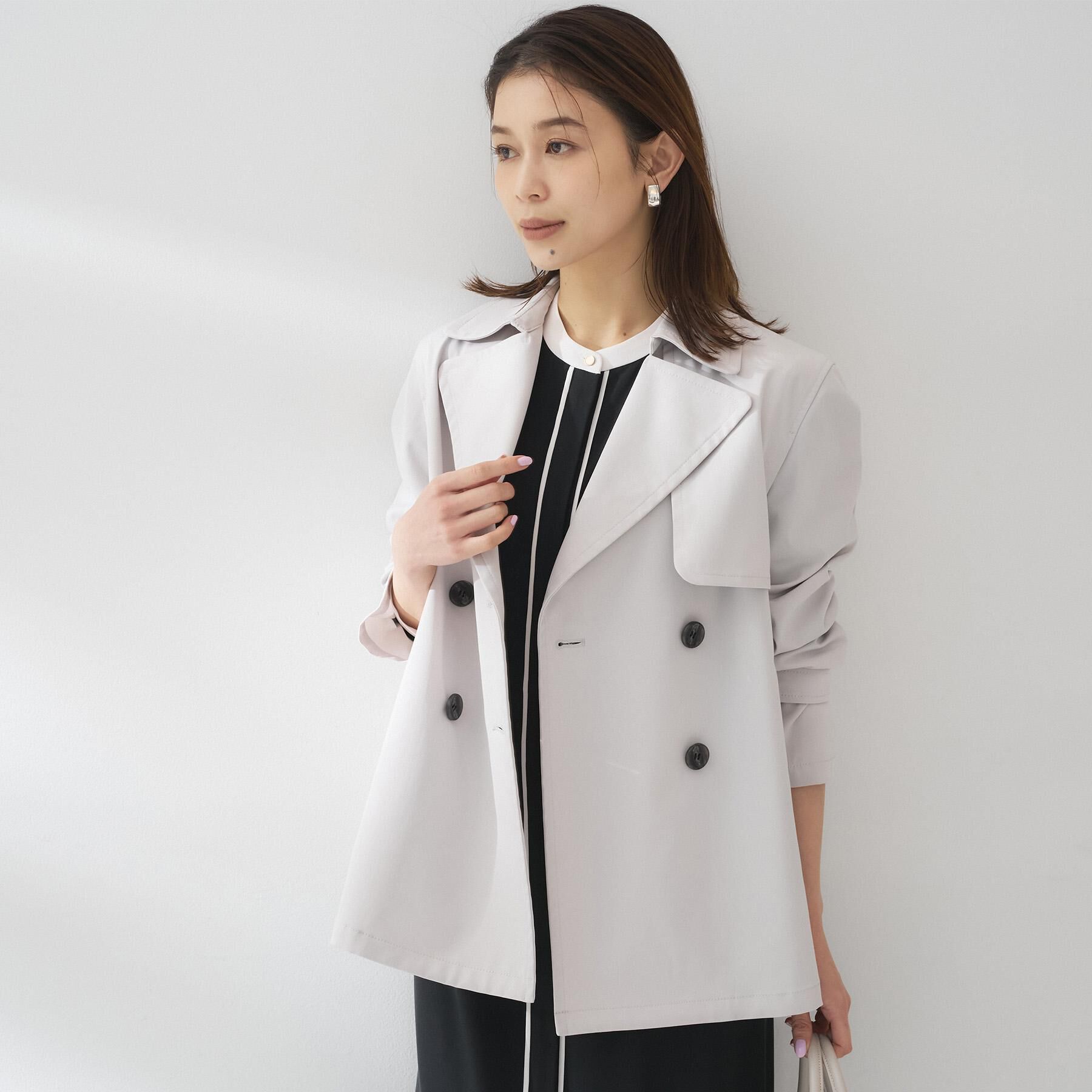 UNTITLED「【定番人気/はっ水/洗える】タスランショートトレンチコート」|トレンチコート|