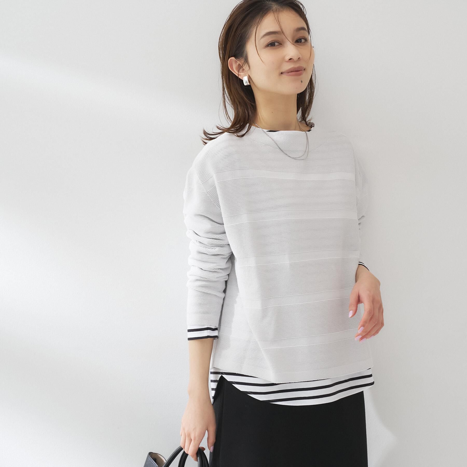 UNTITLED「【ゆったり/洗える】クロップドニットプルオーバー」|ニット・セーター|