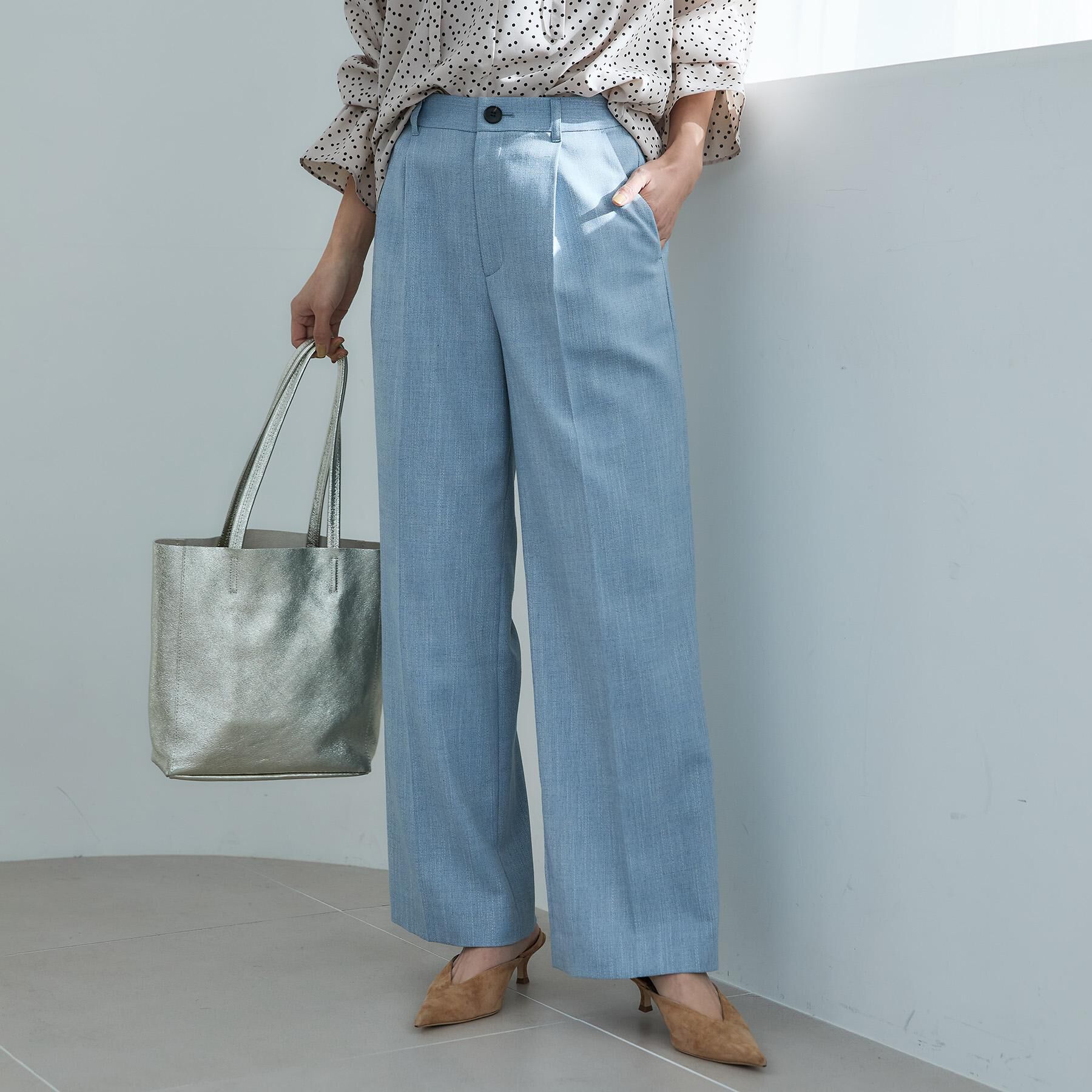 UNTITLED「シャンブレーワイドパンツ」|その他|ブルー(091)