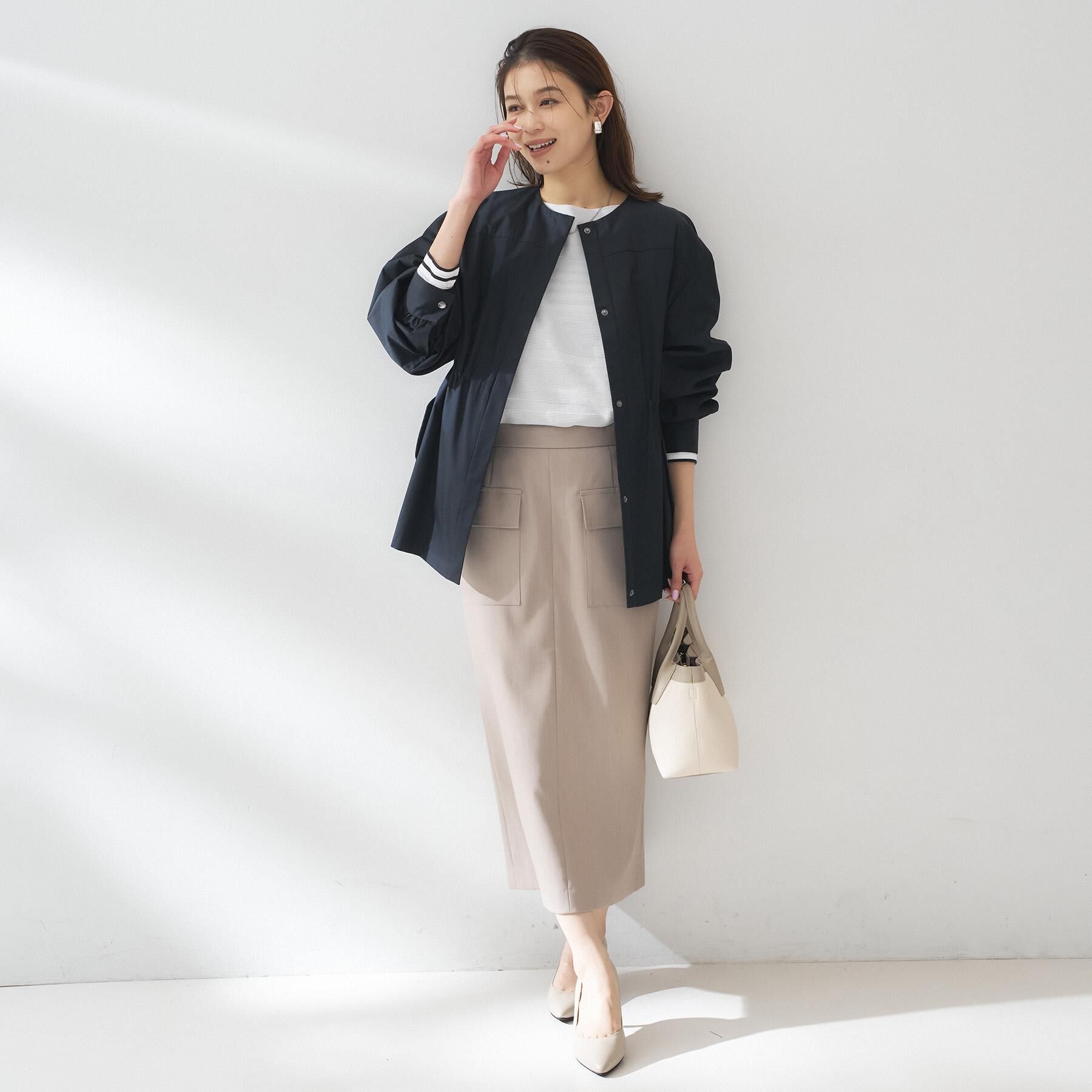 UNTITLED「ライトコットンミリタリーコート」|ノーカラーコート|