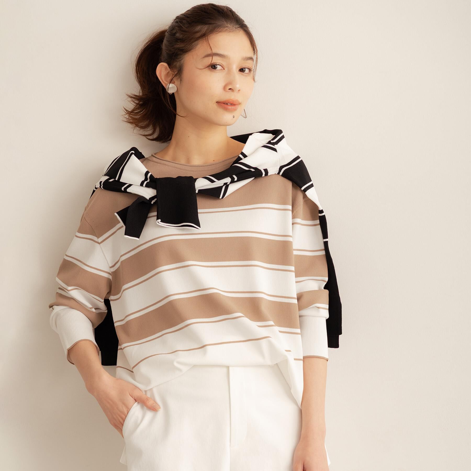 UNTITLED「ボーダーボートネックニット」|ニット・セーター|