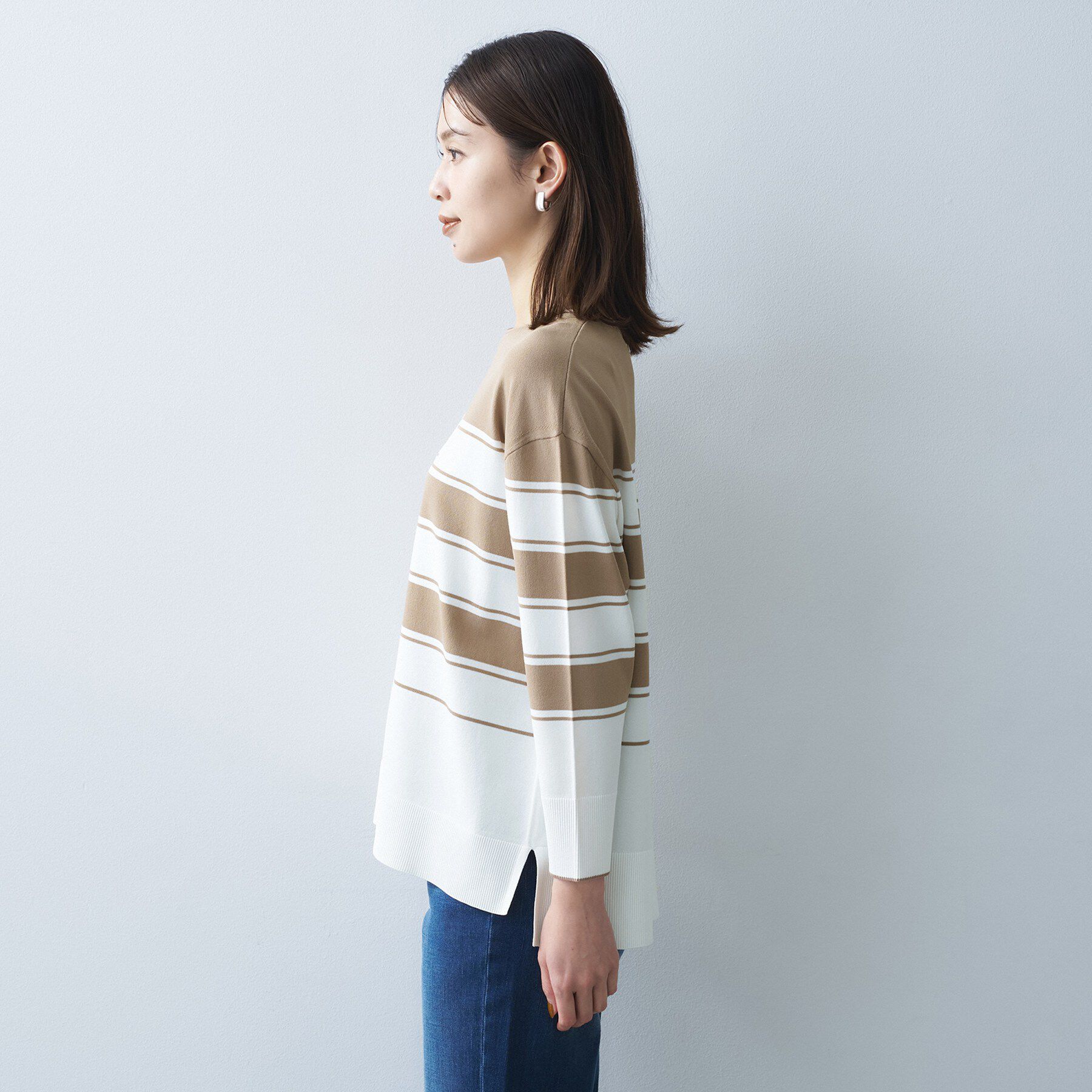 UNTITLED「ボーダーボートネックニット」|ニット・セーター|