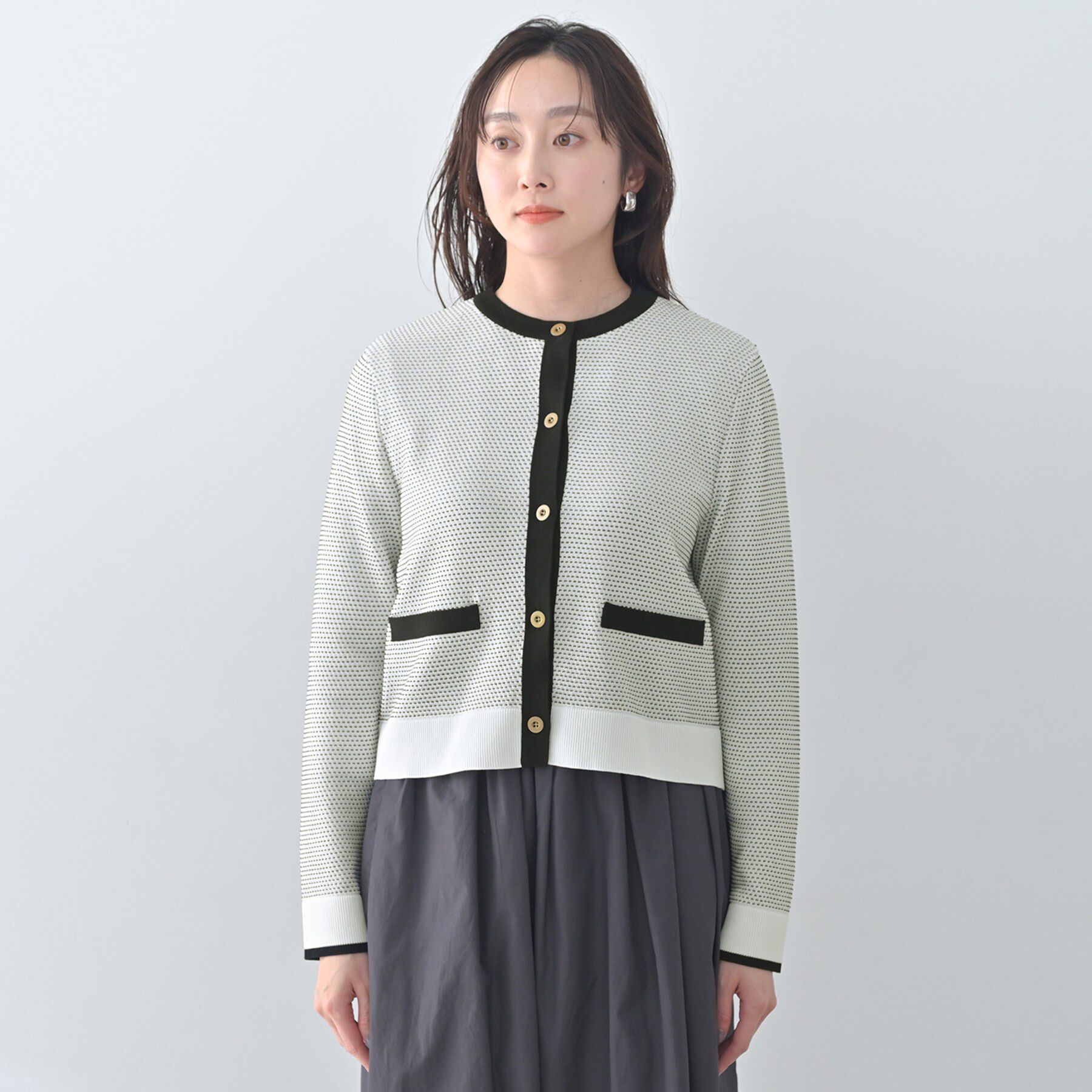 UNTITLED「配色ハイゲージニットカーディガン」|カーディガン|