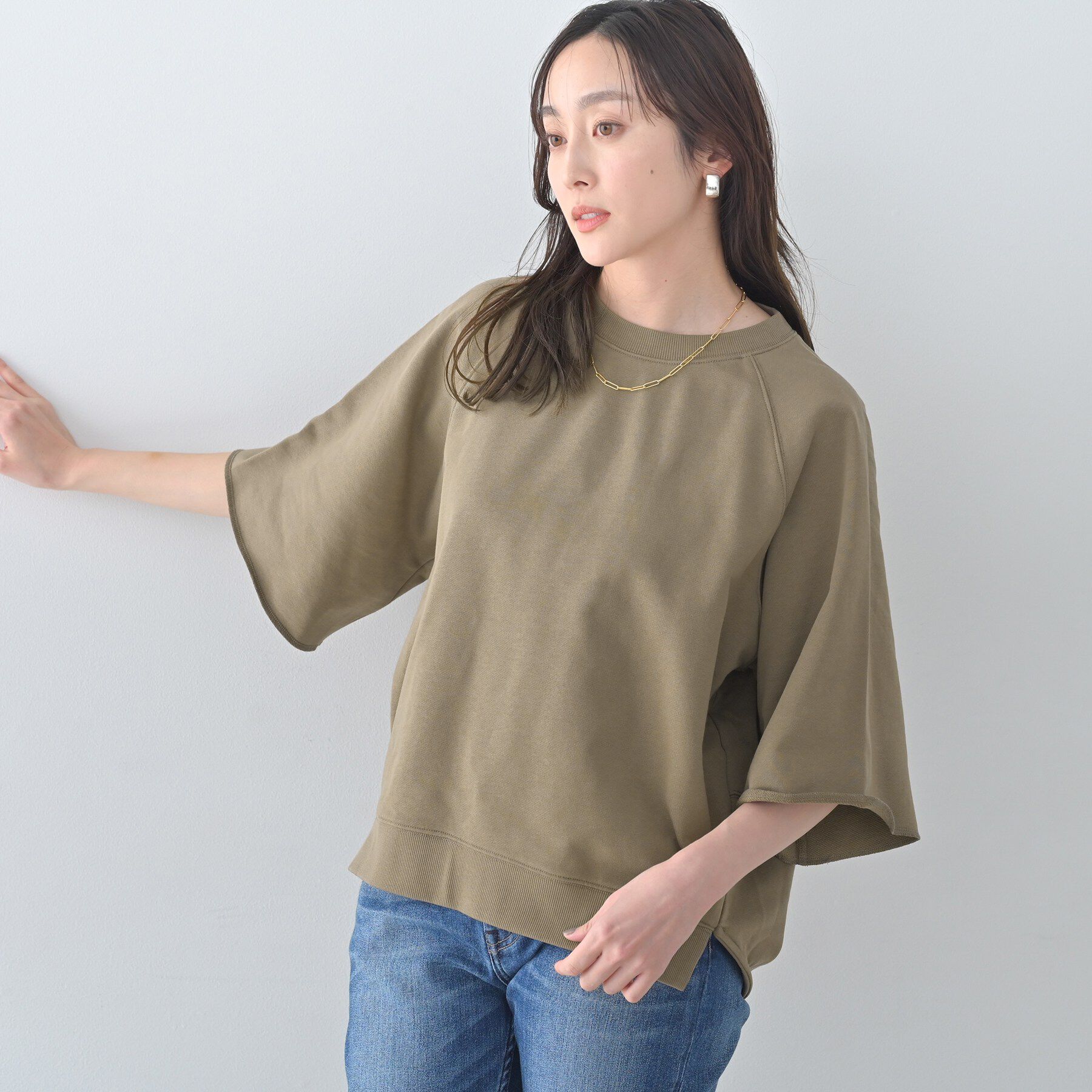 UNTITLED「【Liyoca】裏毛ハーフスリーブプルオーバー」|Tシャツ・カットソー|ブラウン(043)