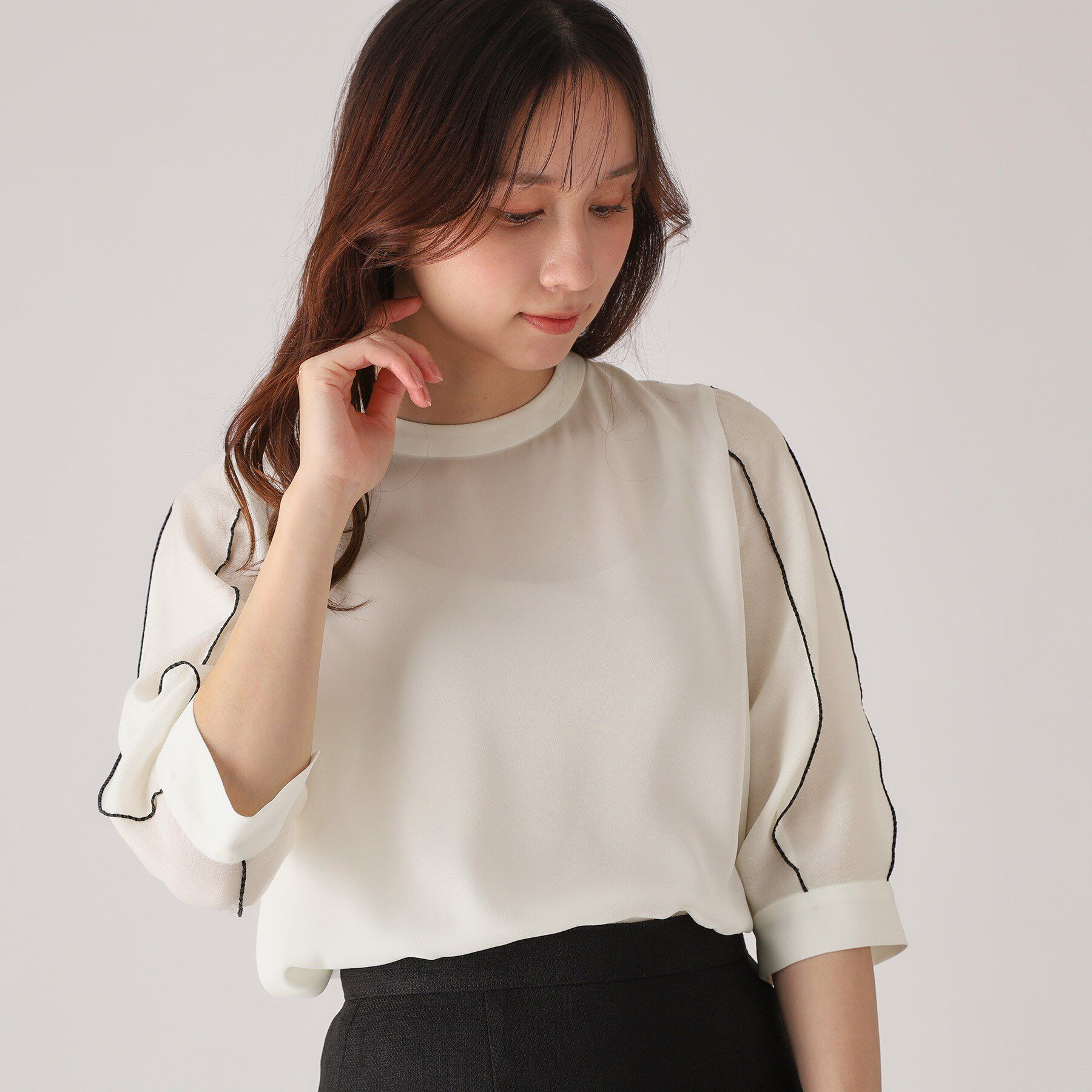 COUP DE CHANCE「【洗える／刺しゅうディテール】袖デザインブラウス」|シャツ・ブラウス|