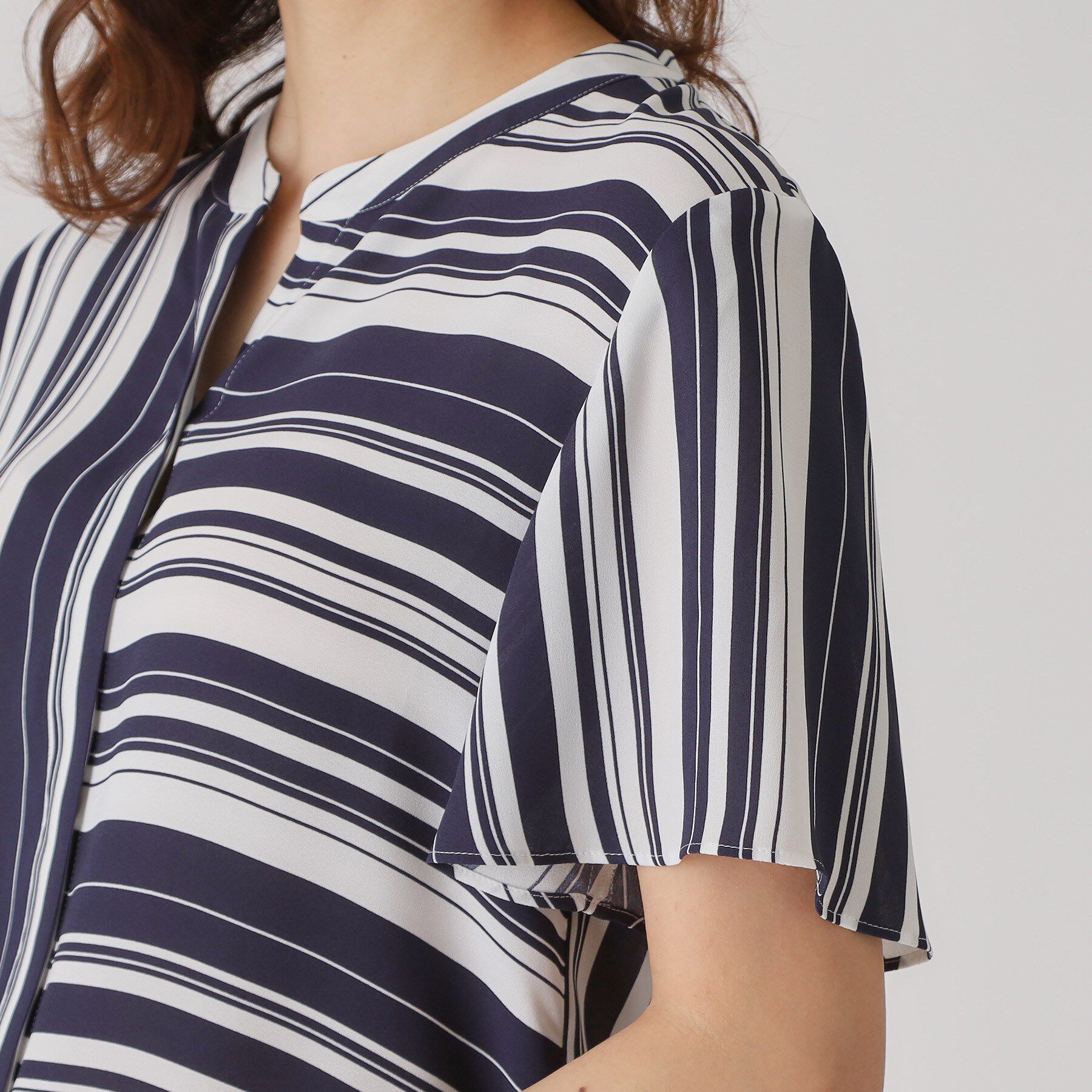 COUP DE CHANCE「【洗える／日本製】ストライプ&times;ボーダーブラウス」|シャツ・ブラウス|