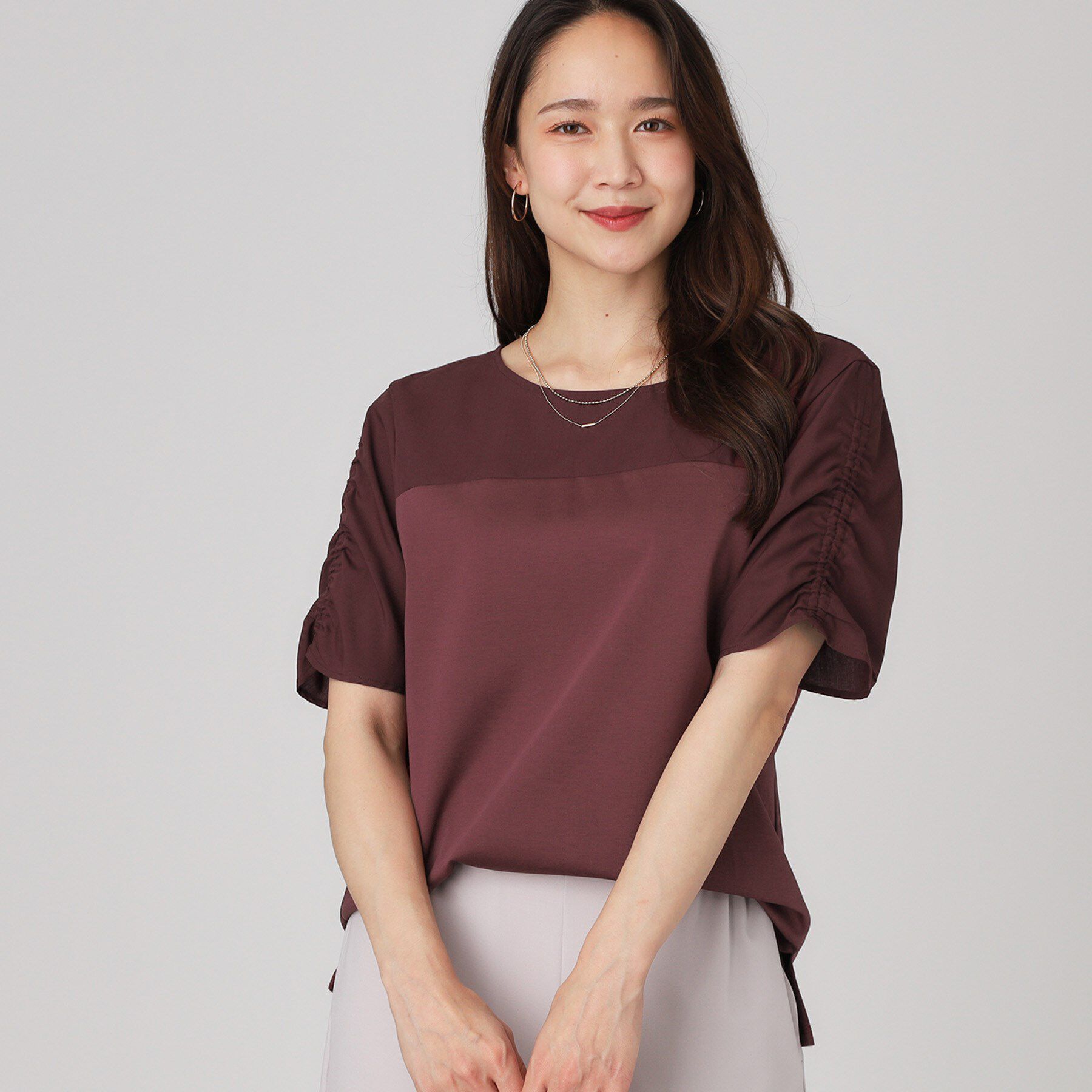 COUP DE CHANCE「【手洗い可／日本製】異素材組合せのジャージトップス」|Tシャツ・カットソー|