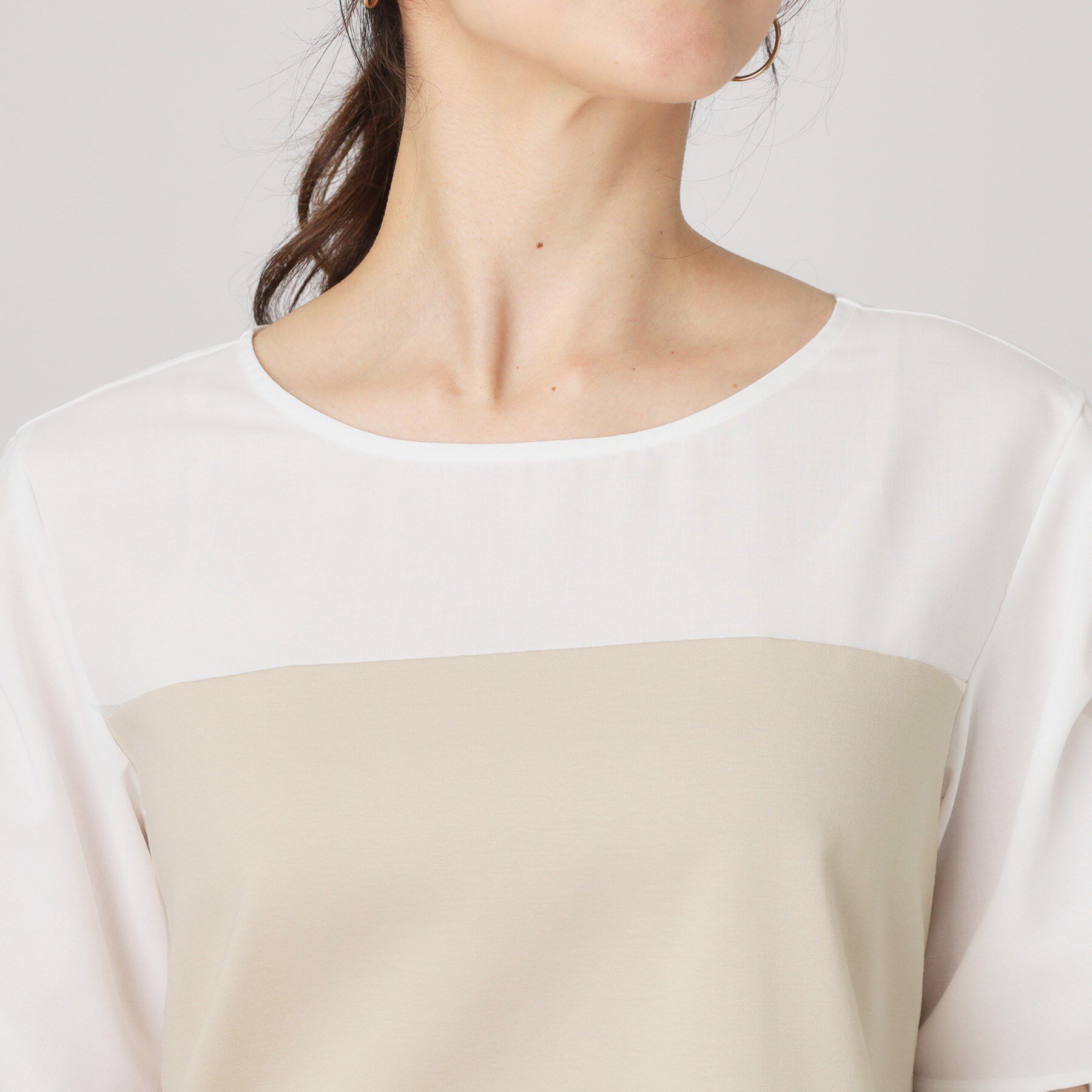 COUP DE CHANCE「【手洗い可／日本製】異素材組合せのジャージトップス」|Tシャツ・カットソー|