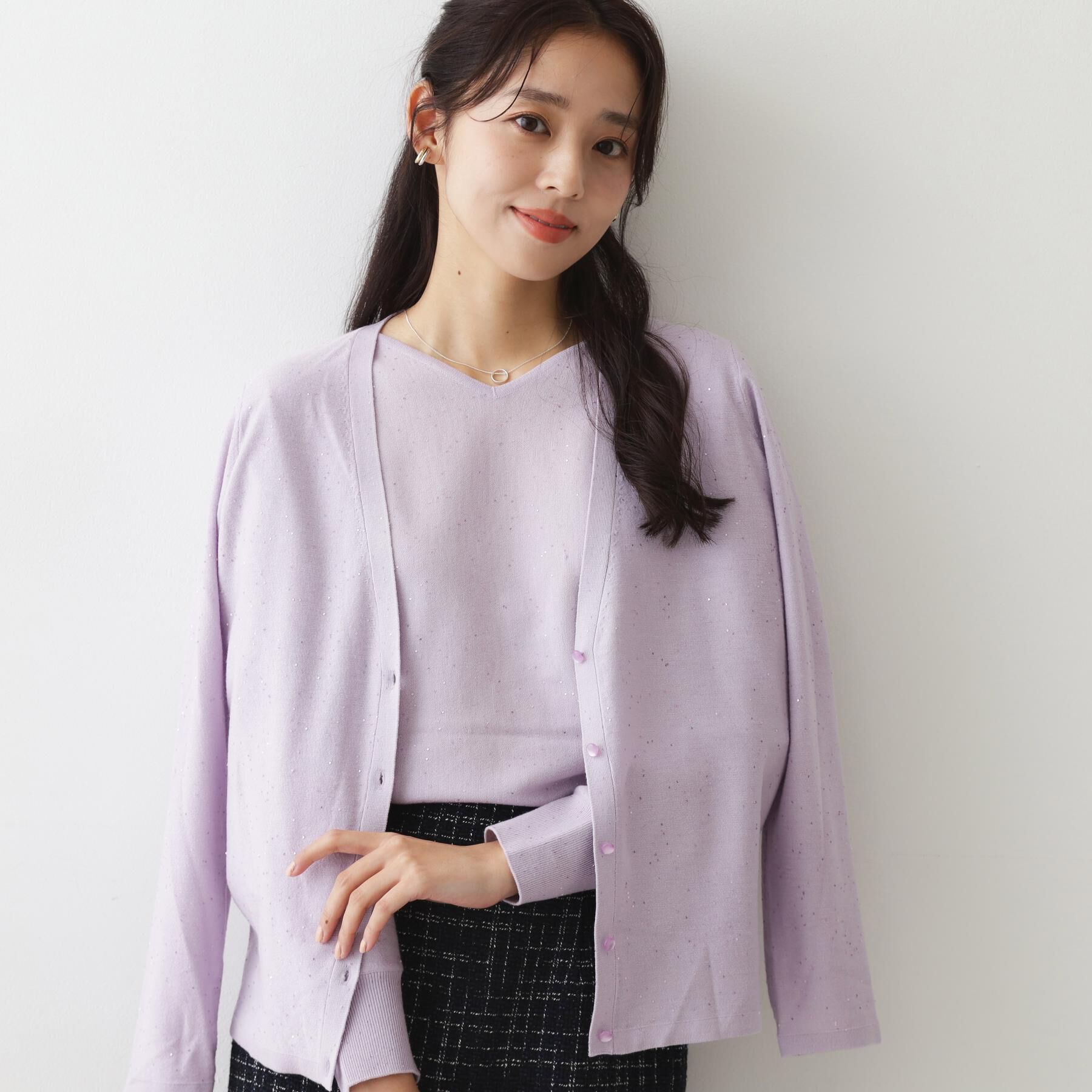 COUP DE CHANCE「【手洗い可】スパンコール入ニットカーディガン」|カーディガン|