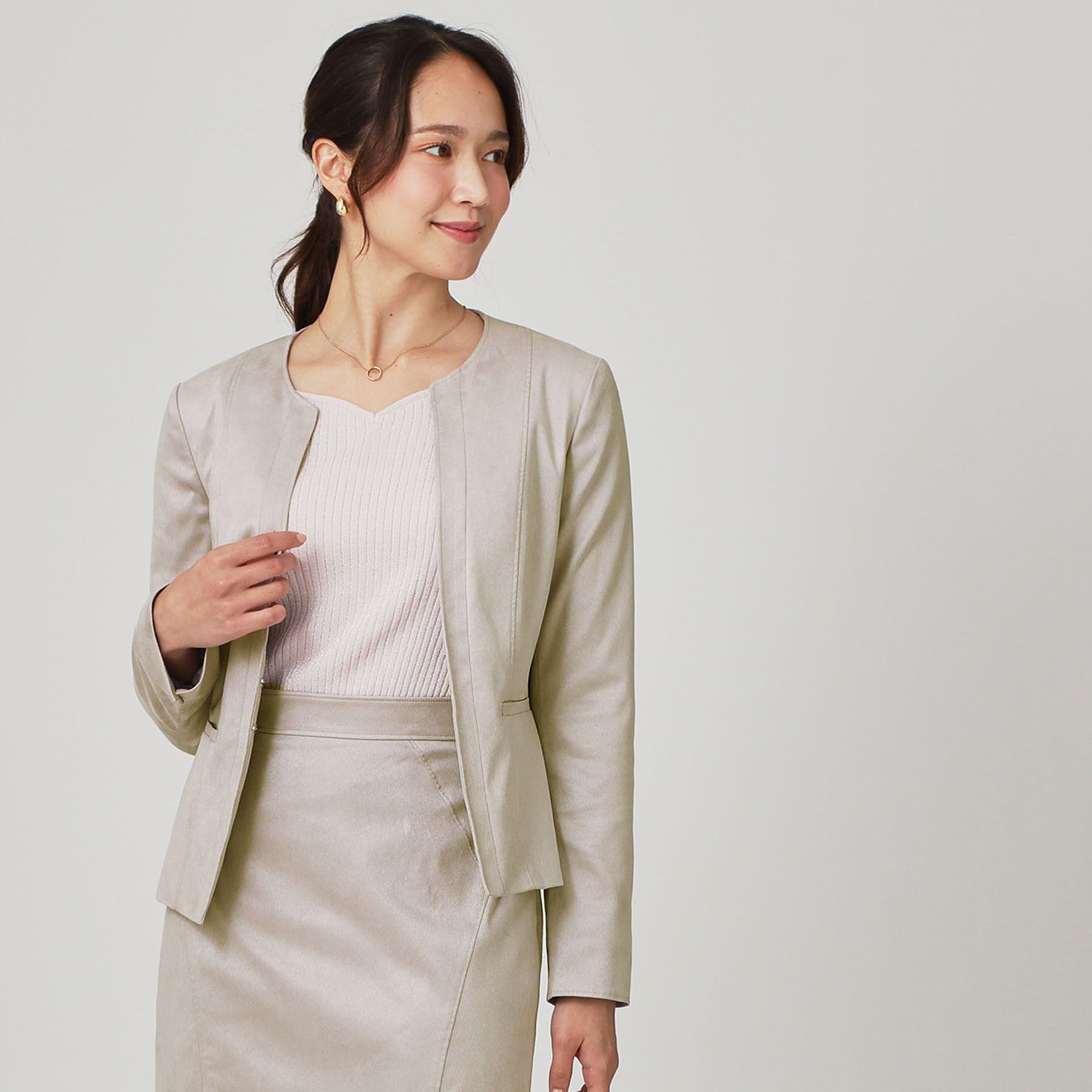 COUP DE CHANCE「【手洗い可／日本製】スェード調ノーカラージャケット」|ノーカラージャケット|