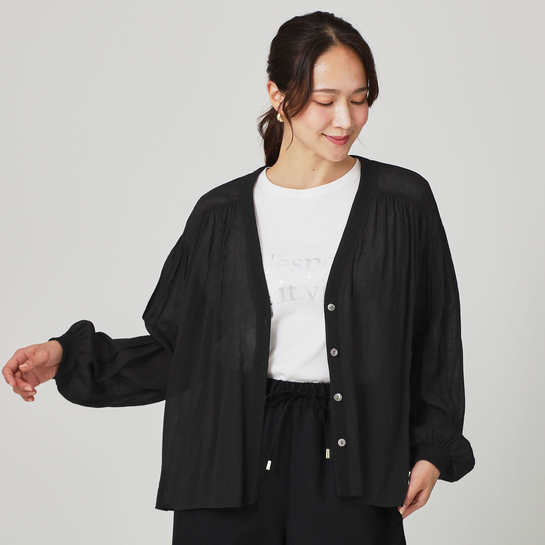 COUP DE CHANCE「【手洗い可】エアリーなシャツ風カーディガン」|カーディガン|