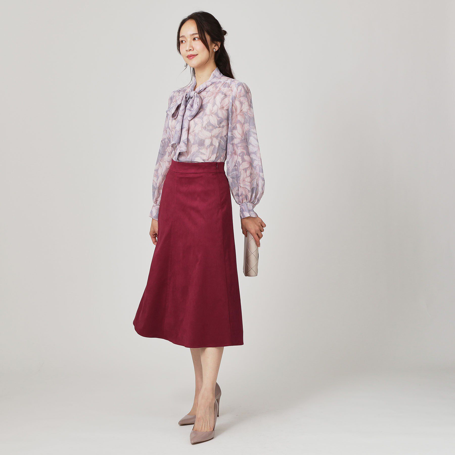 COUP DE CHANCE「【手洗い可／日本製／セットアップ可】スェード調素材フレアスカート」|スカート|