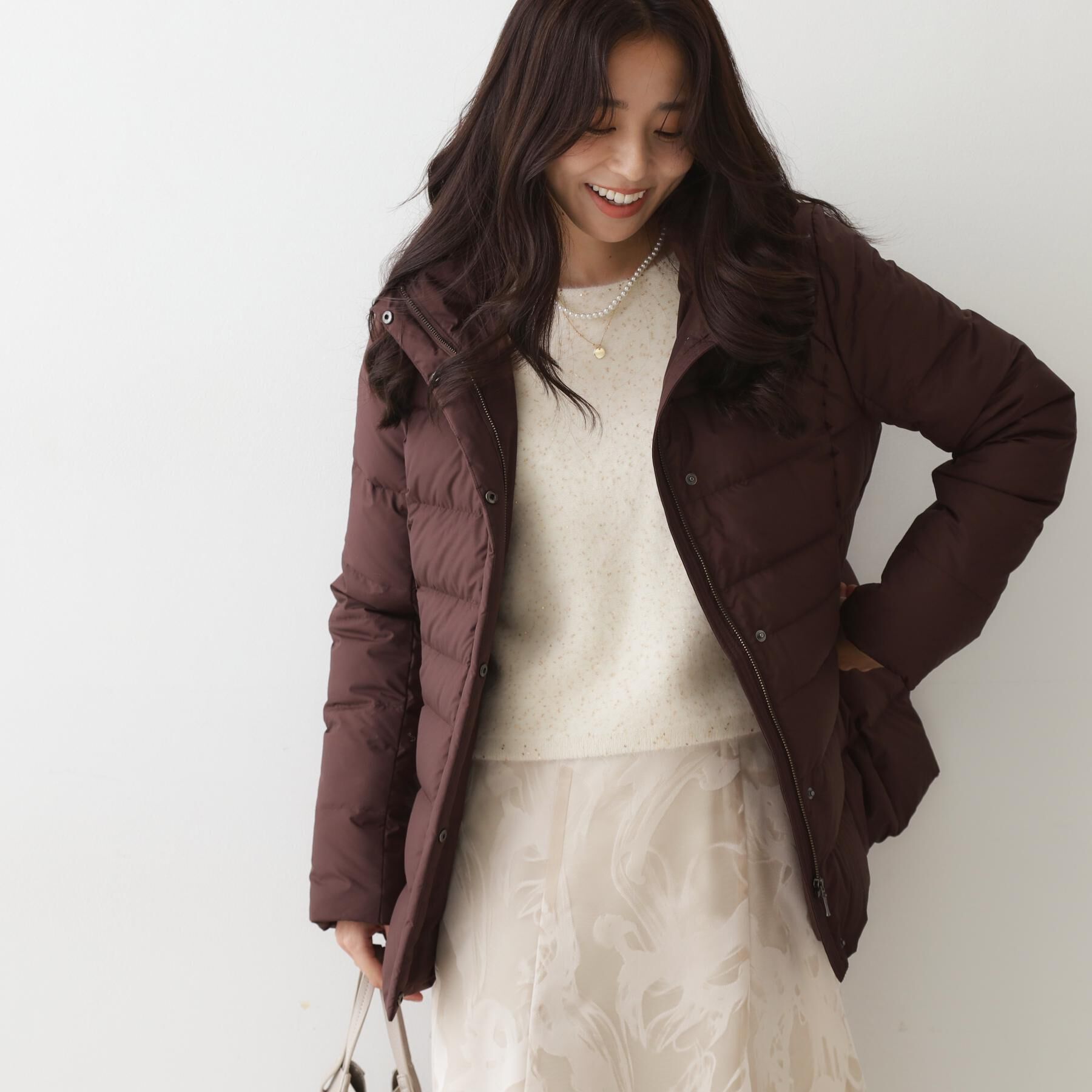 COUP DE CHANCE「【フランス産ホワイトダックダウン／FP800保温性◎／抗菌防臭／手洗い可】ミドル丈ダウンコート」|ダウン|