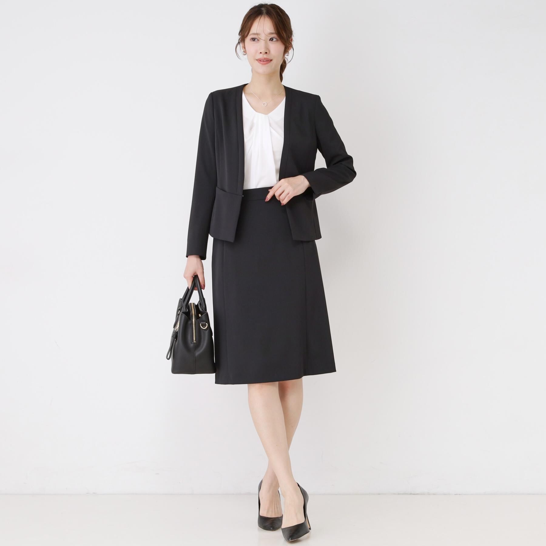 COUP DE CHANCE「【手洗い可／日本製／伸縮性／スーツ可】カラーレスジャケット」|ノーカラージャケット|