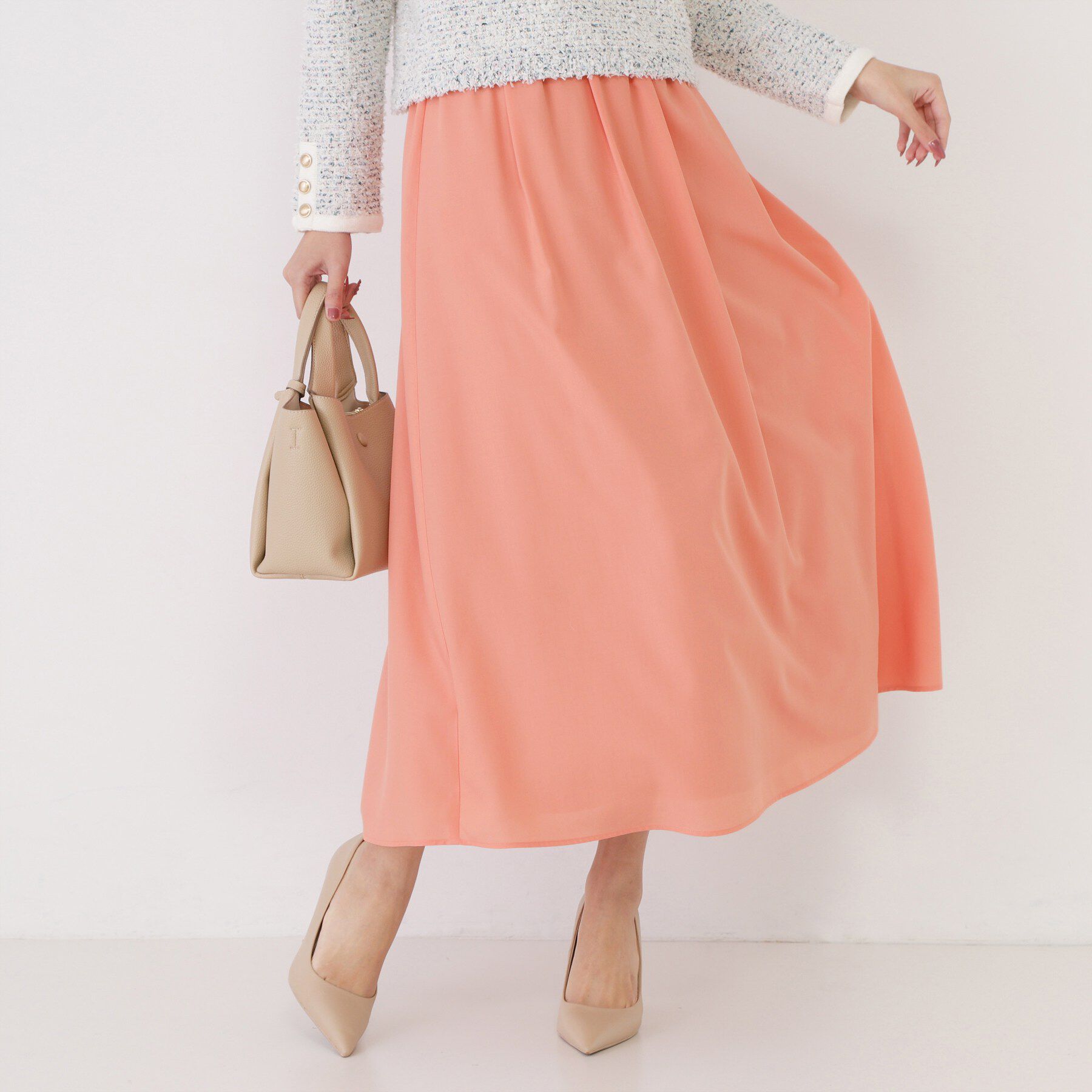 COUP DE CHANCE「【手洗い可／ウエストゴム】エアリーなフレアースカート」|スカート|オレンジ(066)