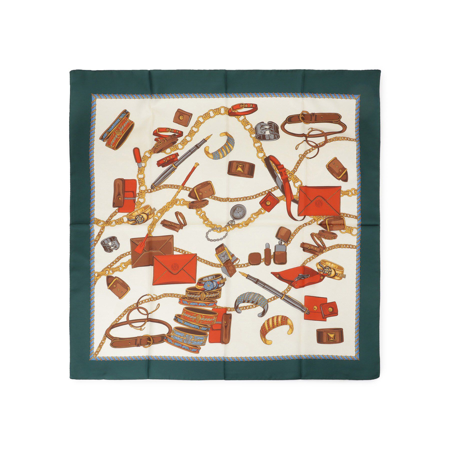 COUP DE CHANCE「【ベルトチェーン柄/アクセチェーン柄】スカーフ」|バンダナ・スカーフ|グリーン(322)