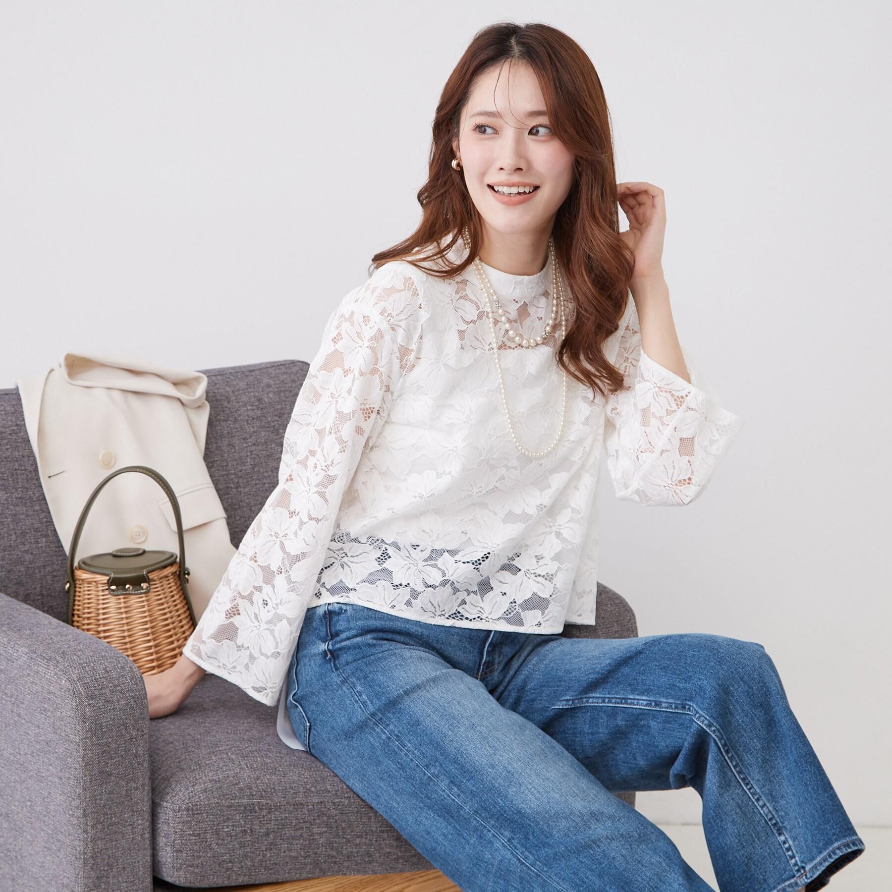 COUP DE CHANCE「【手洗い可】コットン混レースブラウス」|シャツ・ブラウス|
