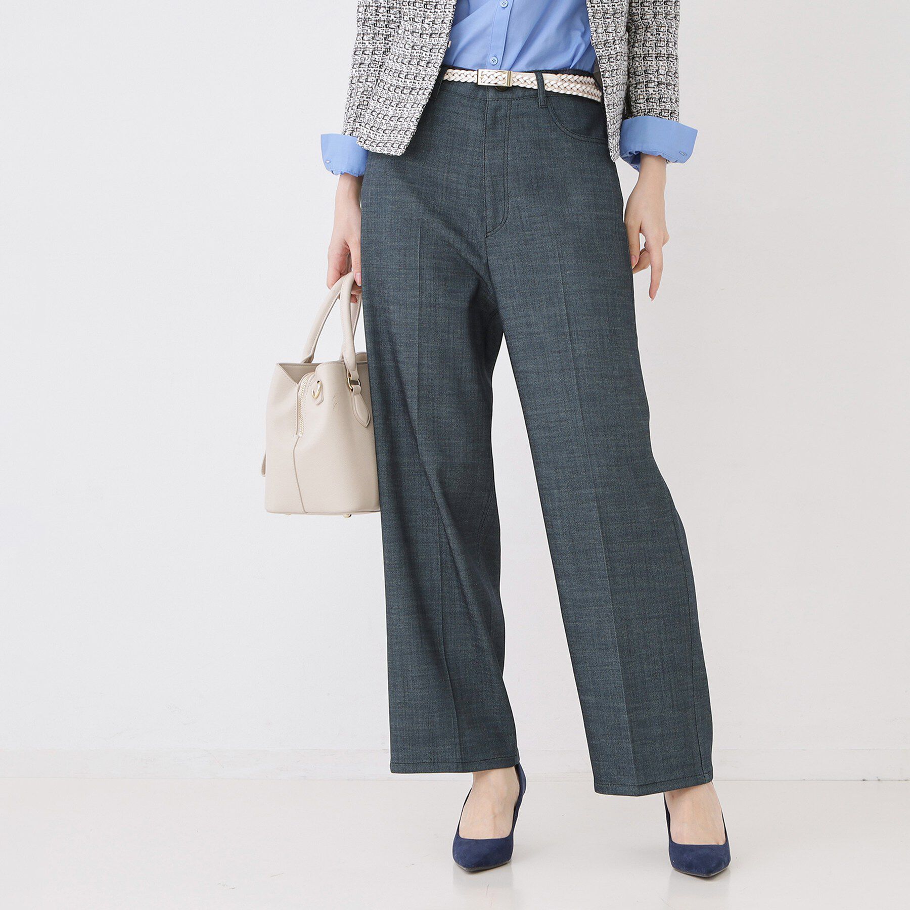 COUP DE CHANCE「【洗える】デニム調ストレートワイドパンツ」|その他|ネイビー(094)