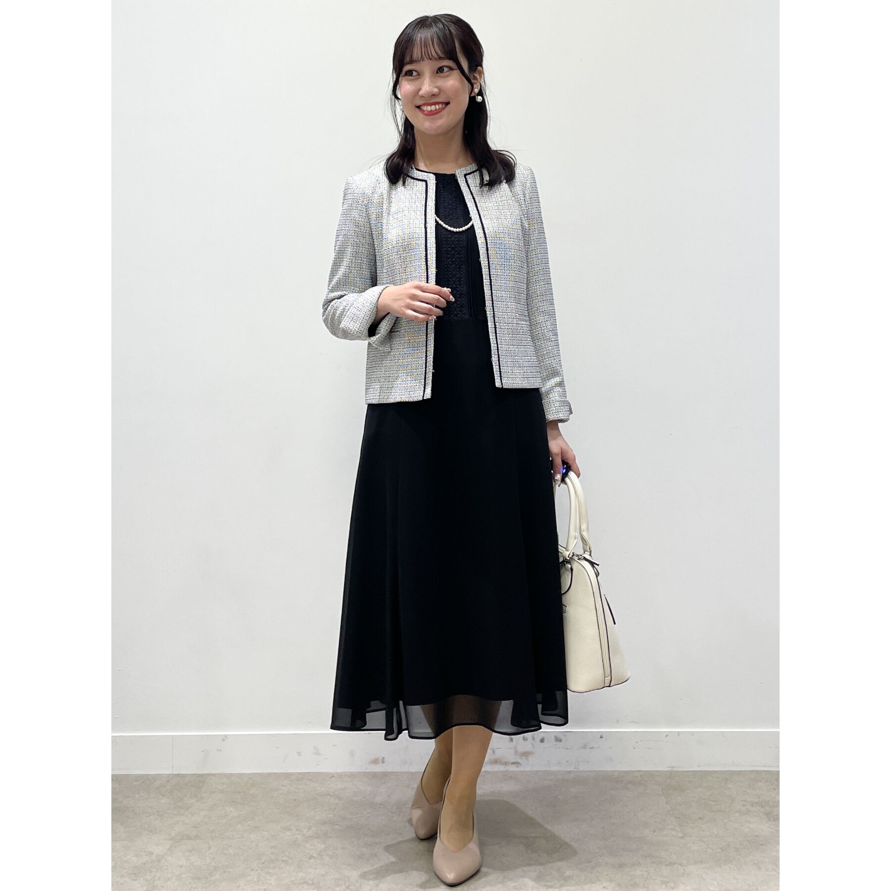 Reflect「【フォーマル/セットアップ可】ツイードジャケット」|ノーカラージャケット|